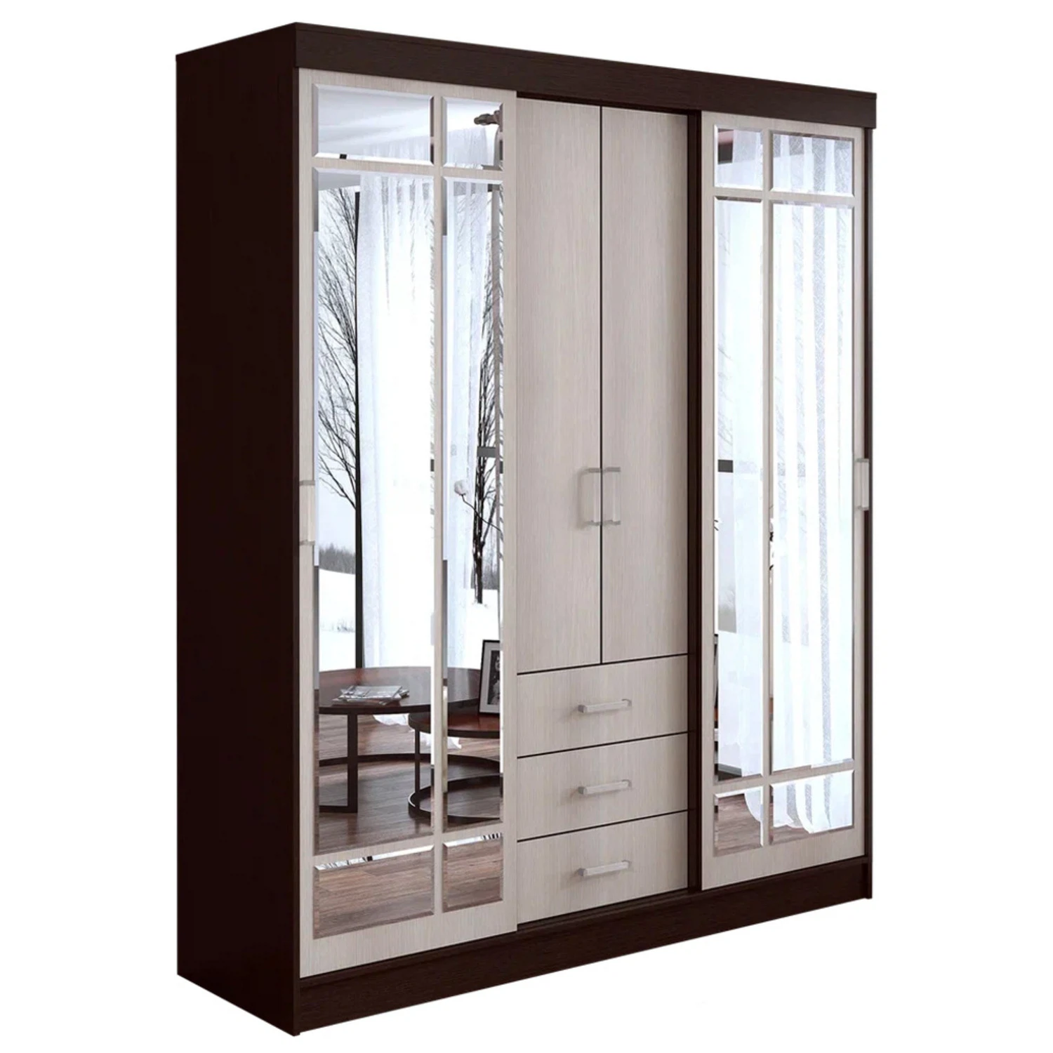 Изображение товара Стильный шкаф-купе Маэстро из ЛДСП венге и лоредо 220 см