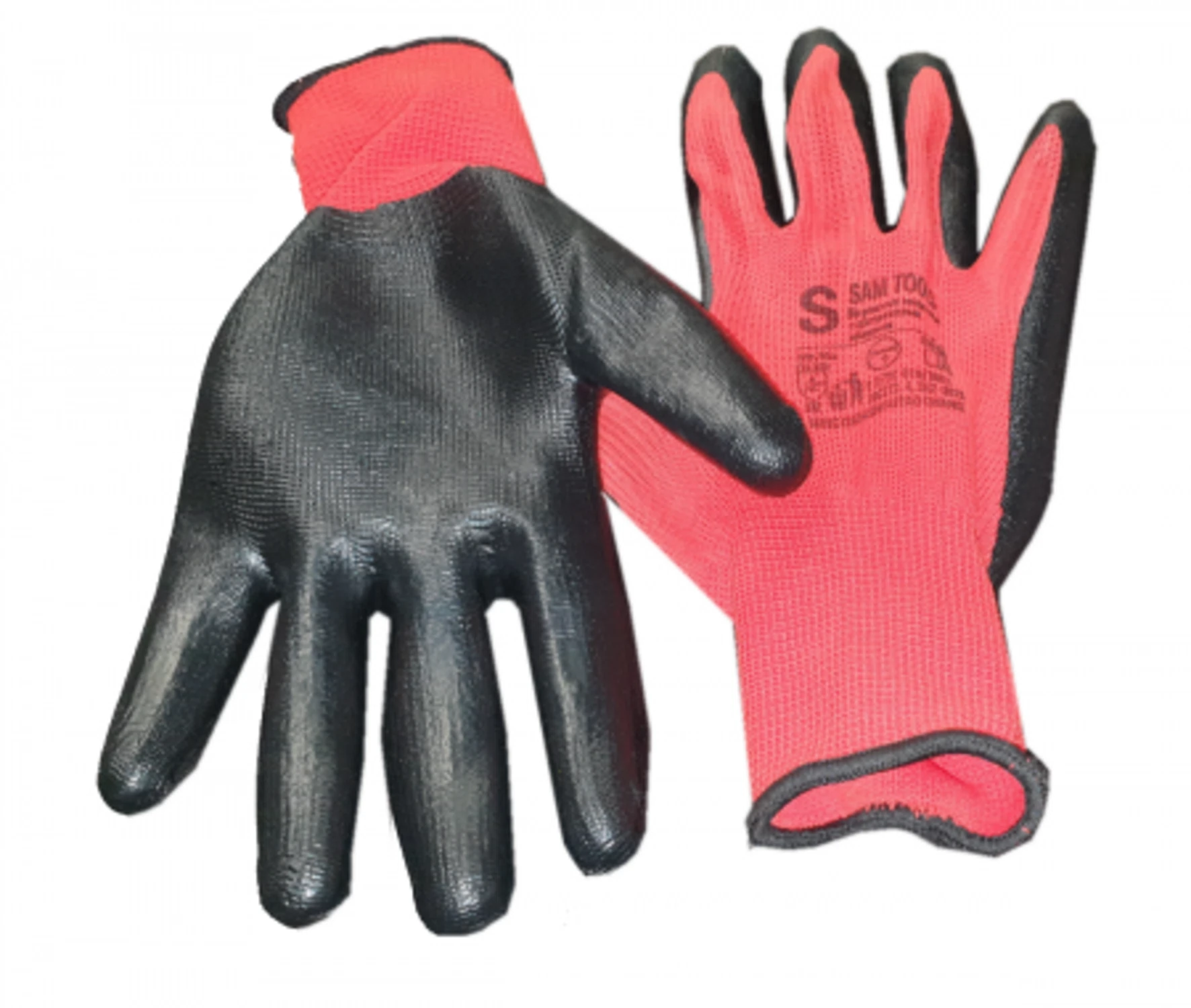 Изображение товара Нейлоновые перчатки с нитрильно-латексным покрытием 13 класс красные Samgrupp S