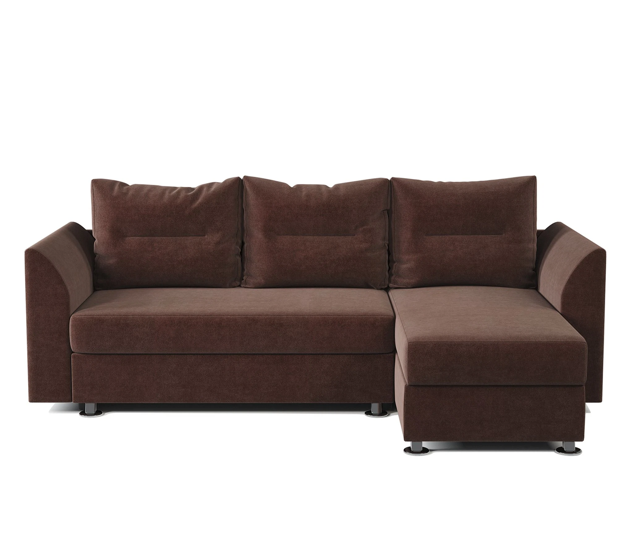 Изображение товара Угловой диван Ария Скала правый велюр Дрим шоколад с ящиком и механизмом еврокнижка