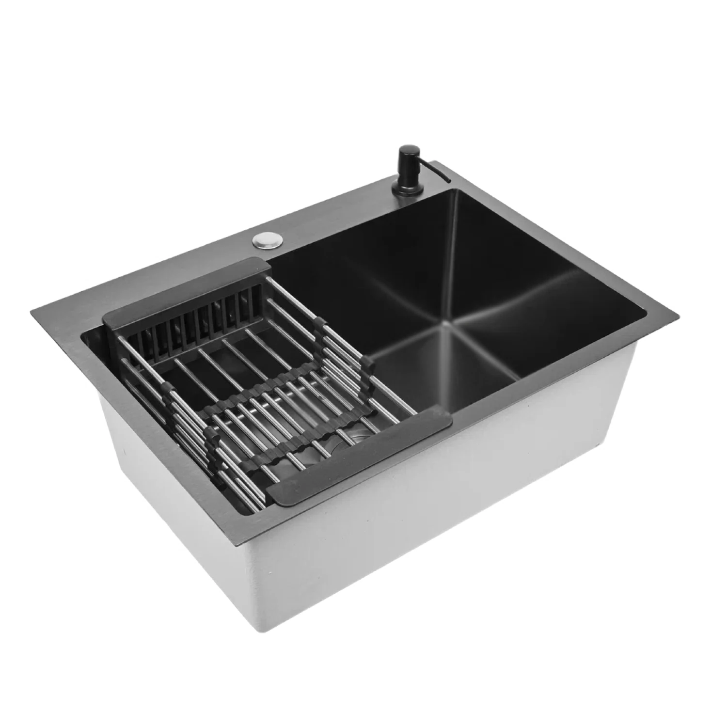 Изображение товара Мойка для кухни нержавеющая 60х50 с PVD покрытием графит Встроенная концентрированная модель