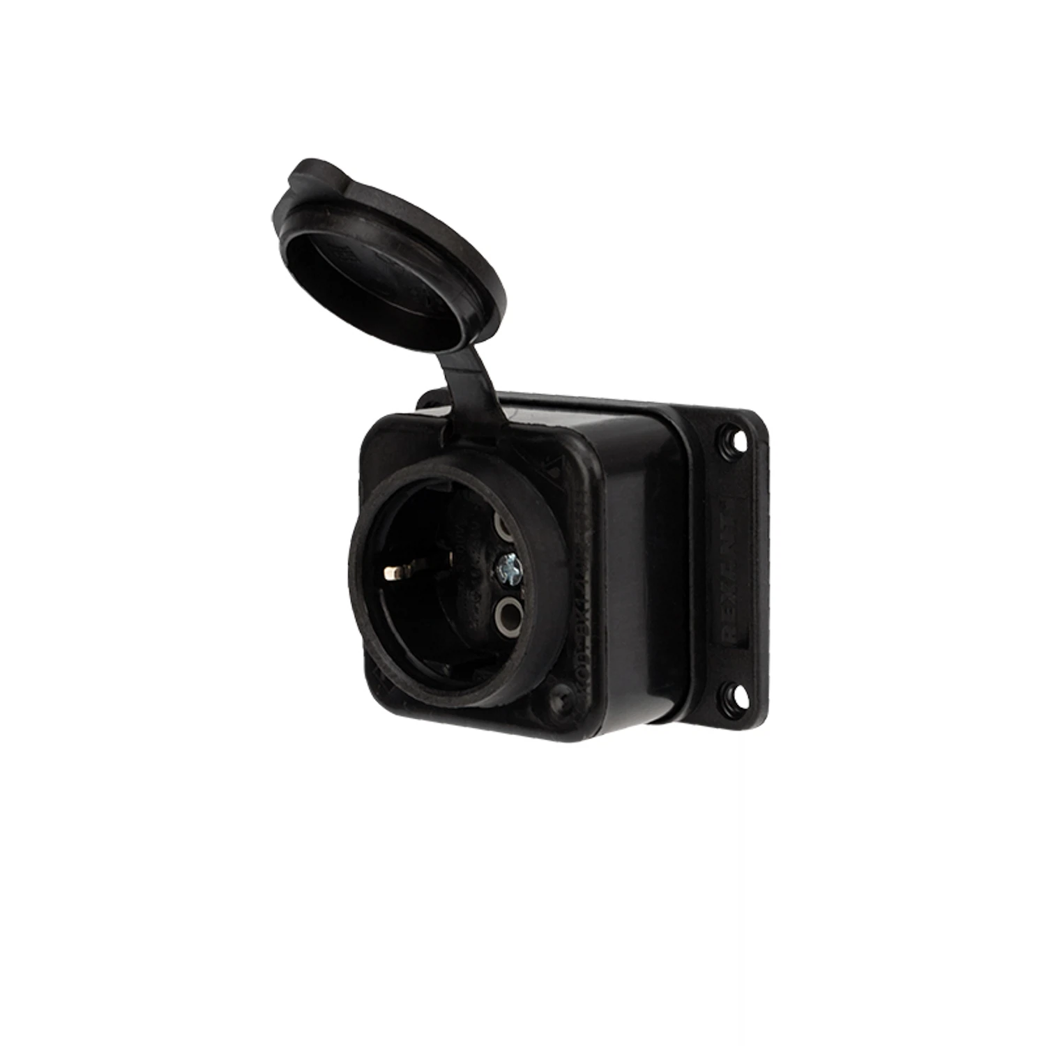 Изображение товара Колодка каучук, 1 пост, с/з, 16А, настенная с крышкой, IP54, черная,Rexant