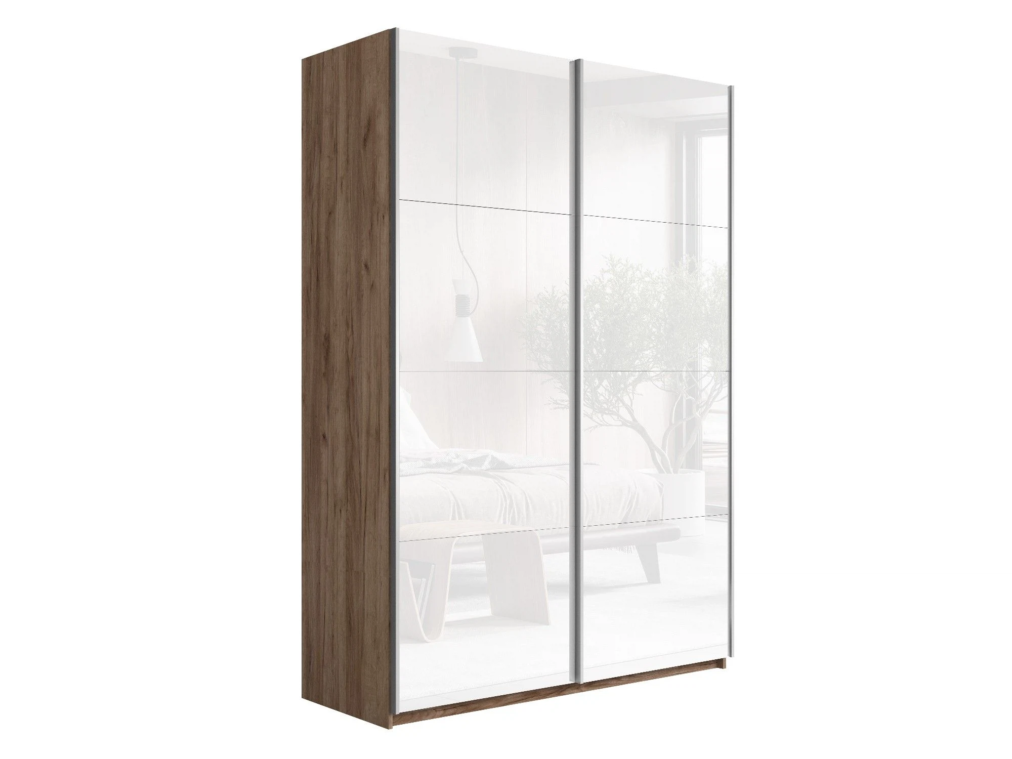 Изображение товара Шкаф-купе Прайм 2-х дверный Стекла белые 120х57х230 Крафт табачный(арт.: PSS_120_KT)