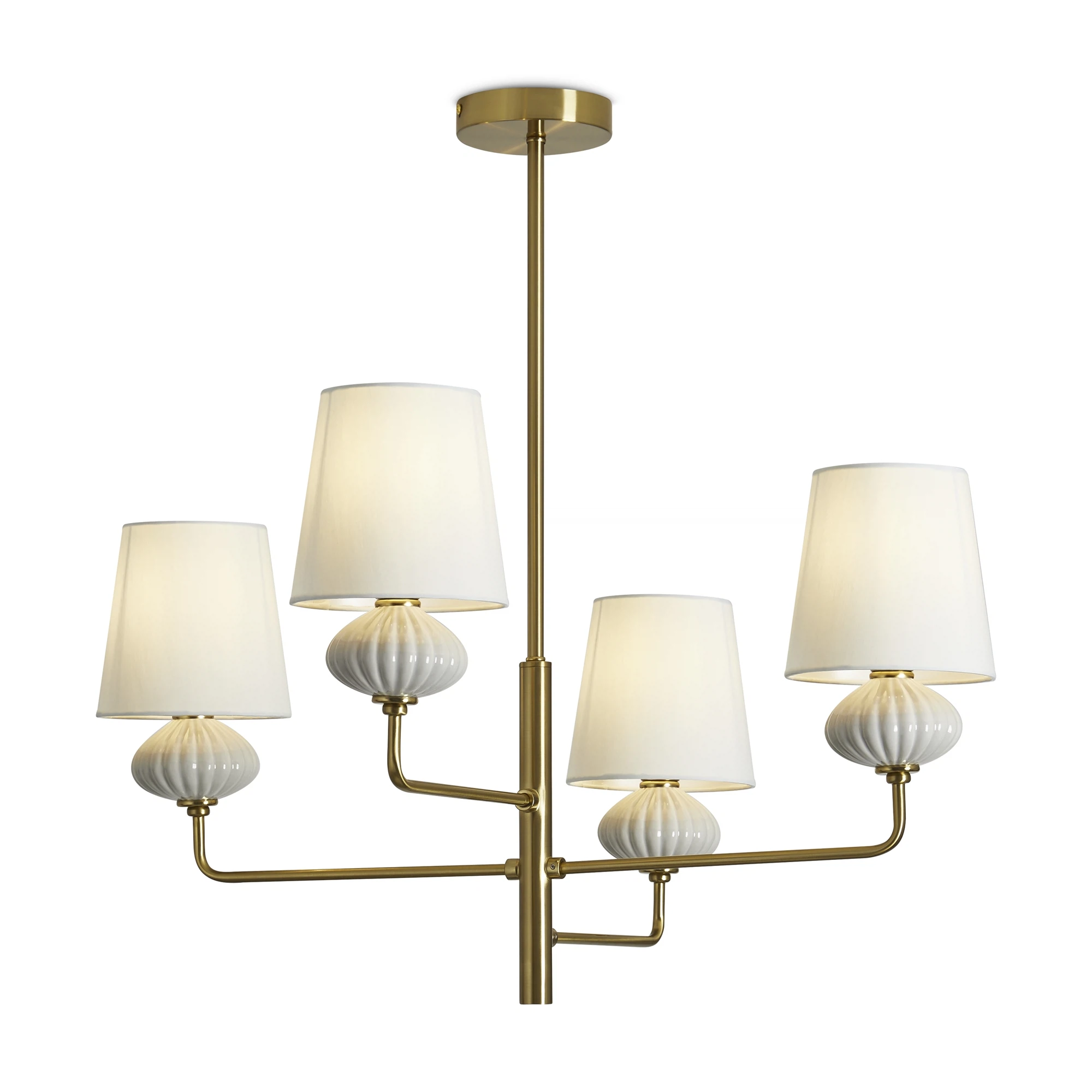 Изображение товара Люстра Freya Ceramics FR2029PL-04BS с матовыми абажурами и керамическими элементами