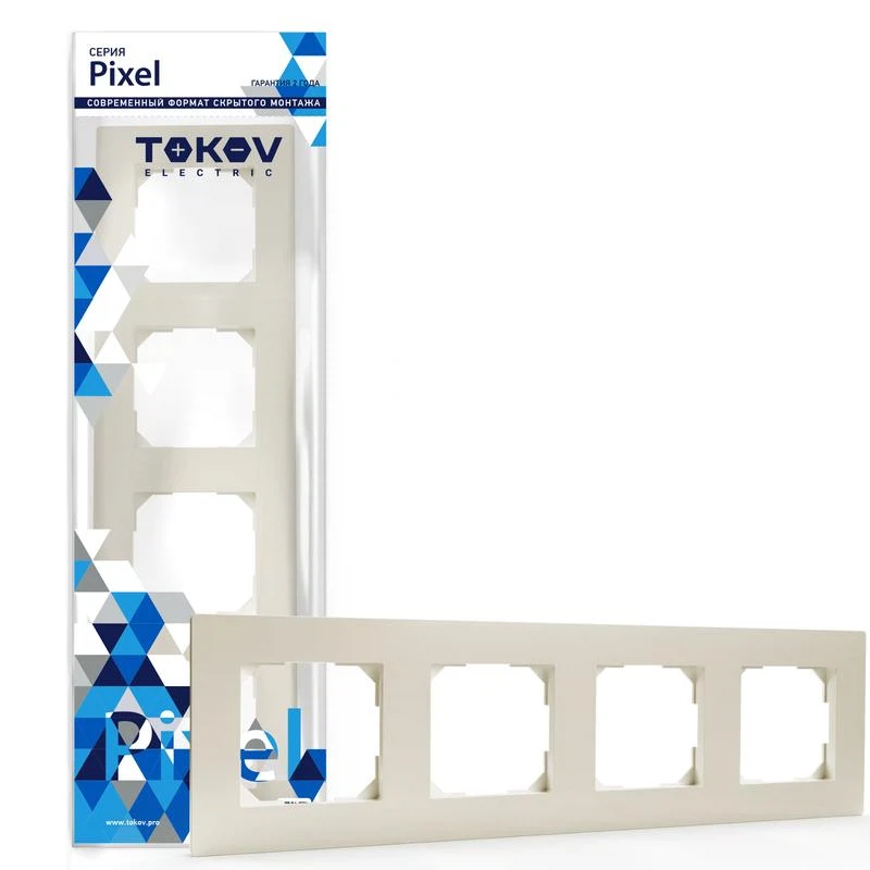 Изображение товара Рамка 4-м Pixel универс. беж. TOKOV ELECTRIC TKE-PX-RM4-C02