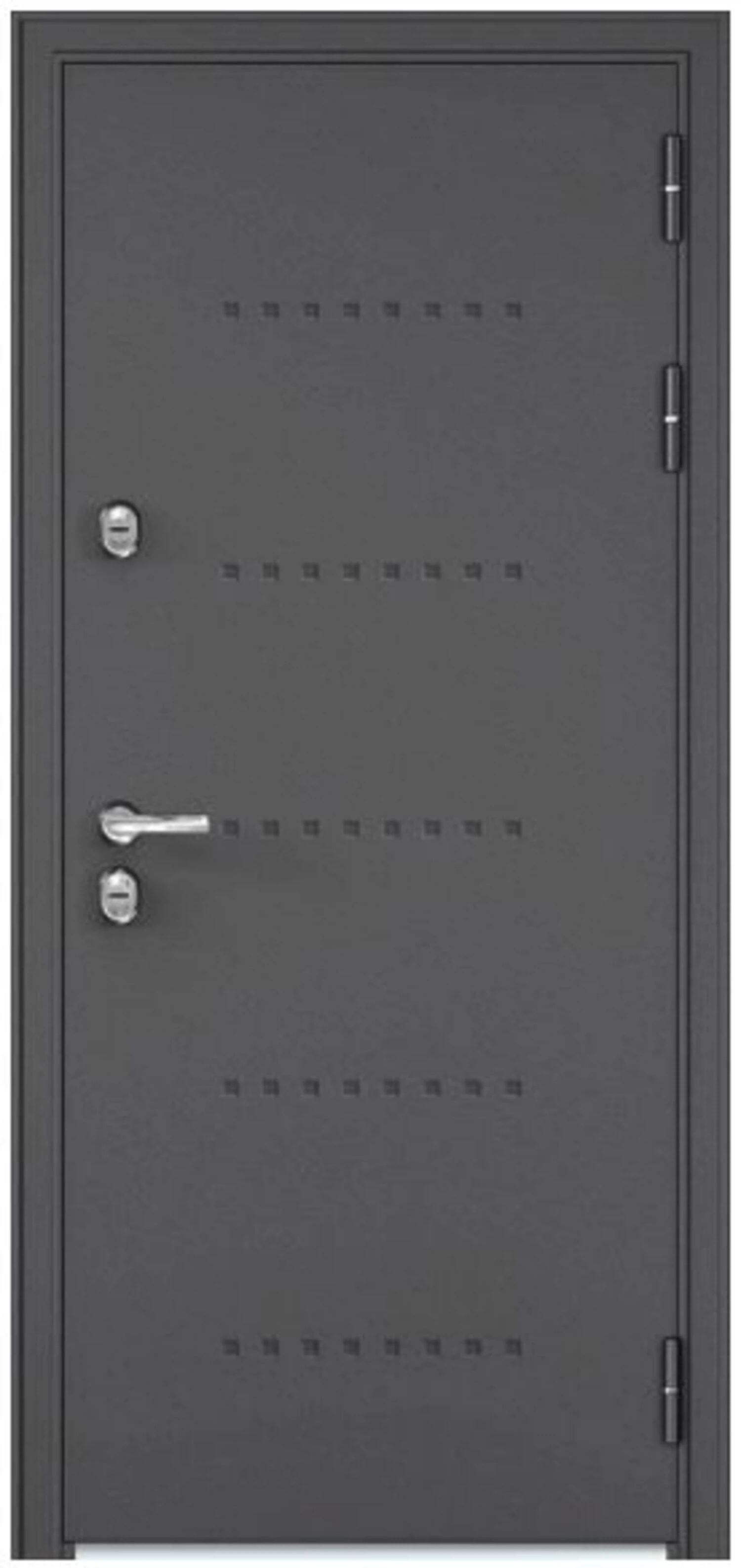 Изображение товара Дверь входная Норд 100, Букле графит-R6, рис. TD-2, Дуб белый матовый, 2050*880*100 мм левая