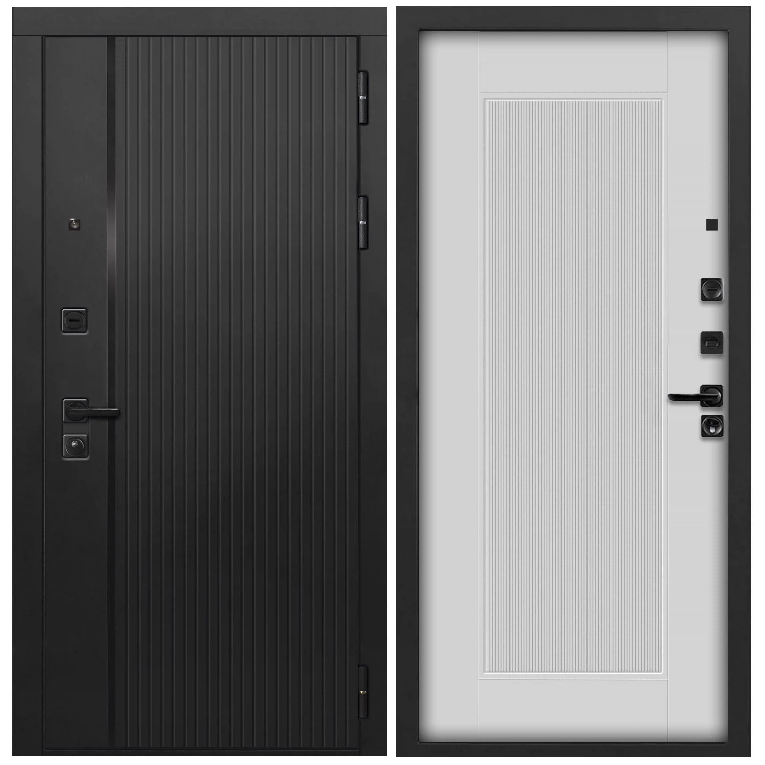 Изображение товара Дверь L-45 860*2050 левая черн.кварц & фрез.вертик./черный Астрод Velutto Bianco