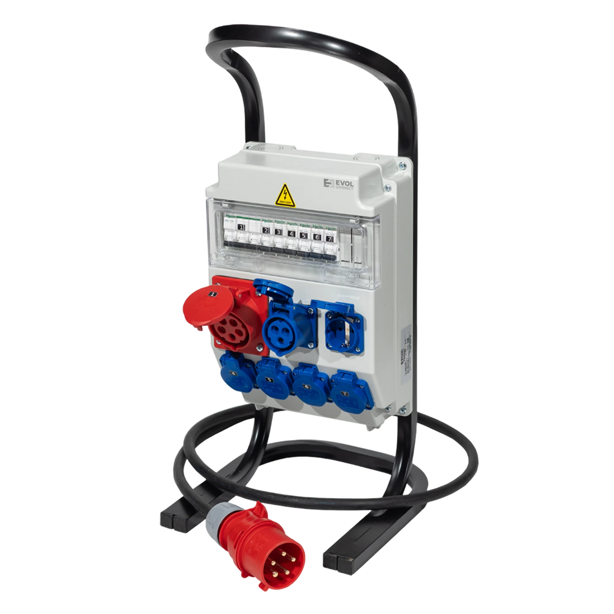 Изображение товара Портативный электрический щит с розетками CEE, Schuko и автоматами 6 кА EVOL