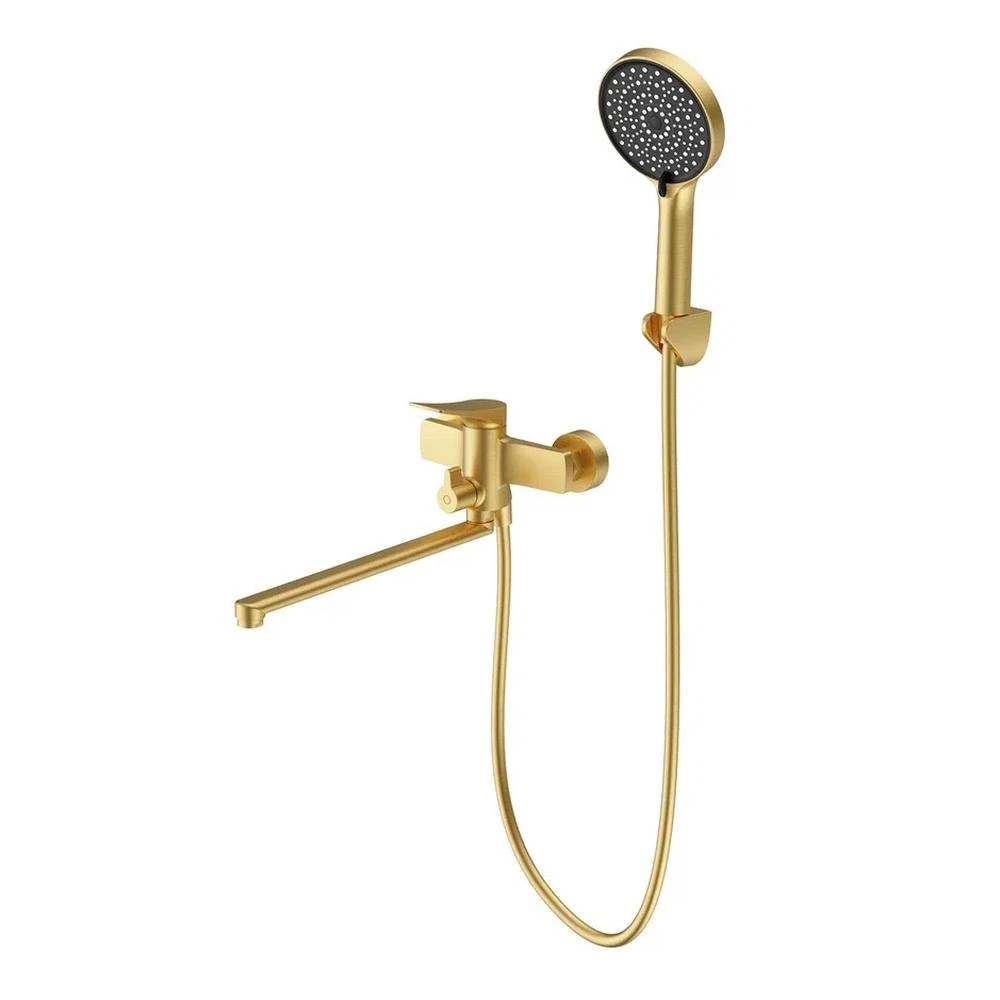 Изображение товара SPLENKA S54.22.03 Смеситель для ванны золотой сатин, 35 см излив, 3 режима душа