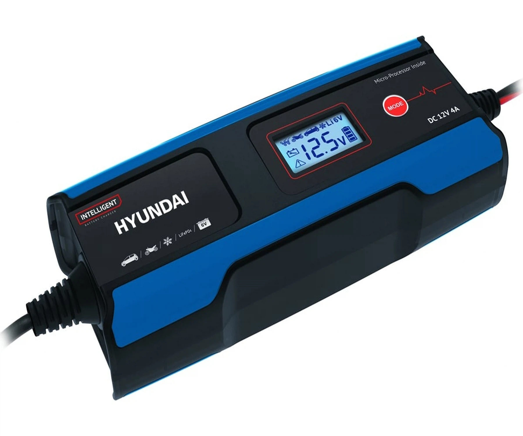 Изображение товара Зарядное устройство Hyundai HY 410 для аккумуляторов 12V и 6V с дисплеем