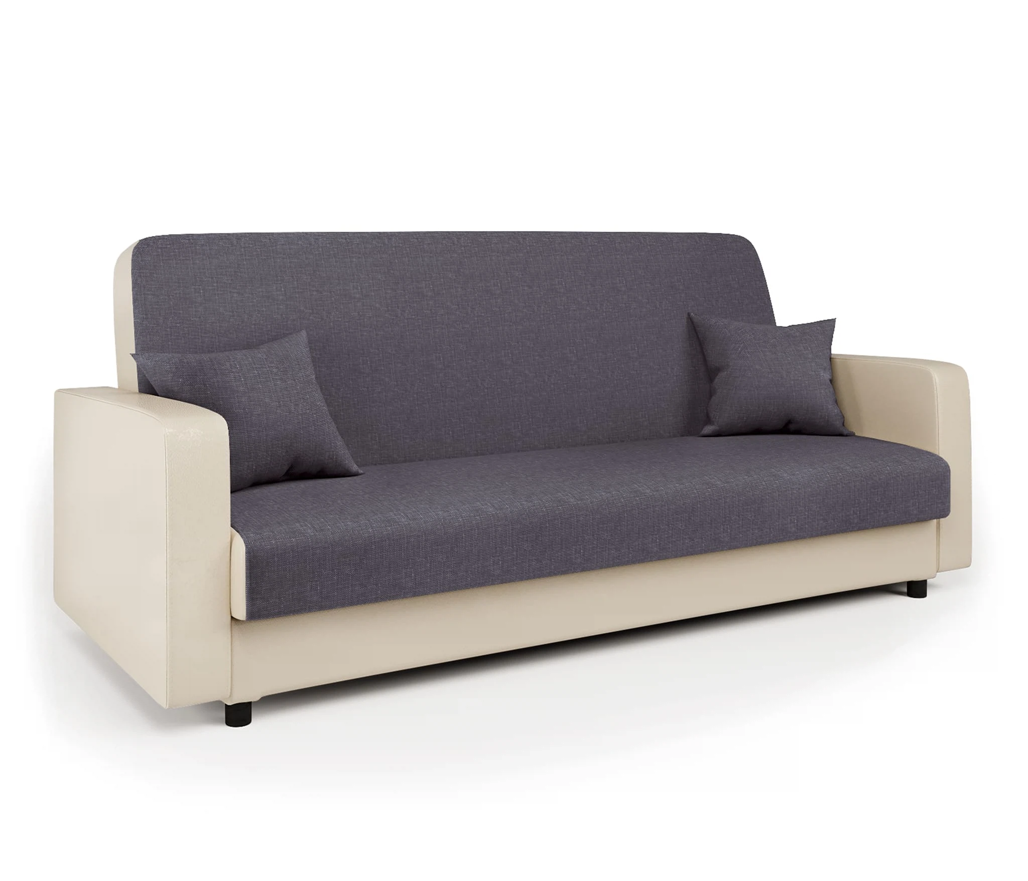 Изображение товара Диван-книжка Мелодия 120 серая рогожка и экокожа беж