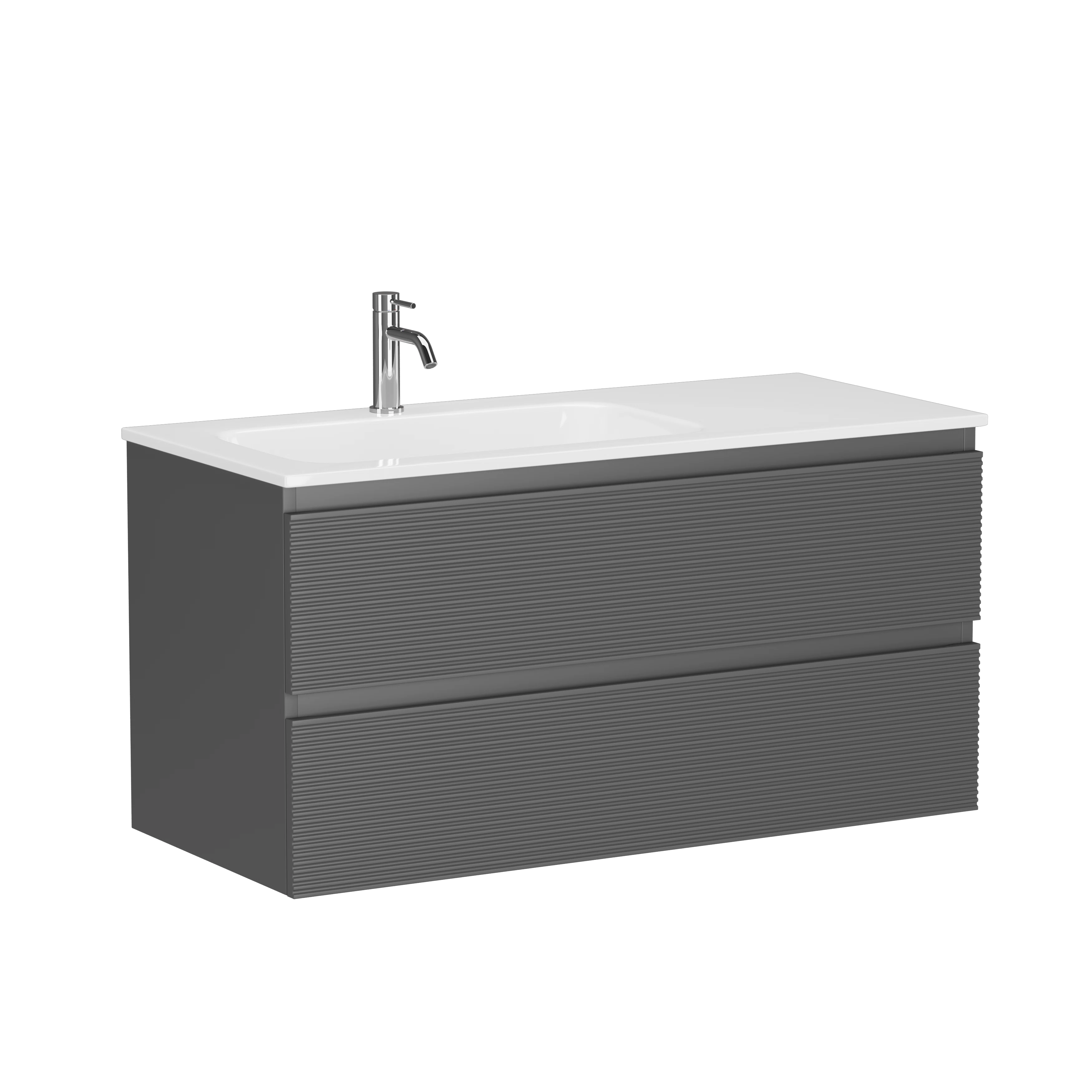 Изображение товара Тумба подвесная SANCOS Folk левая 995х445х500 Grey soft с двумя ящиками