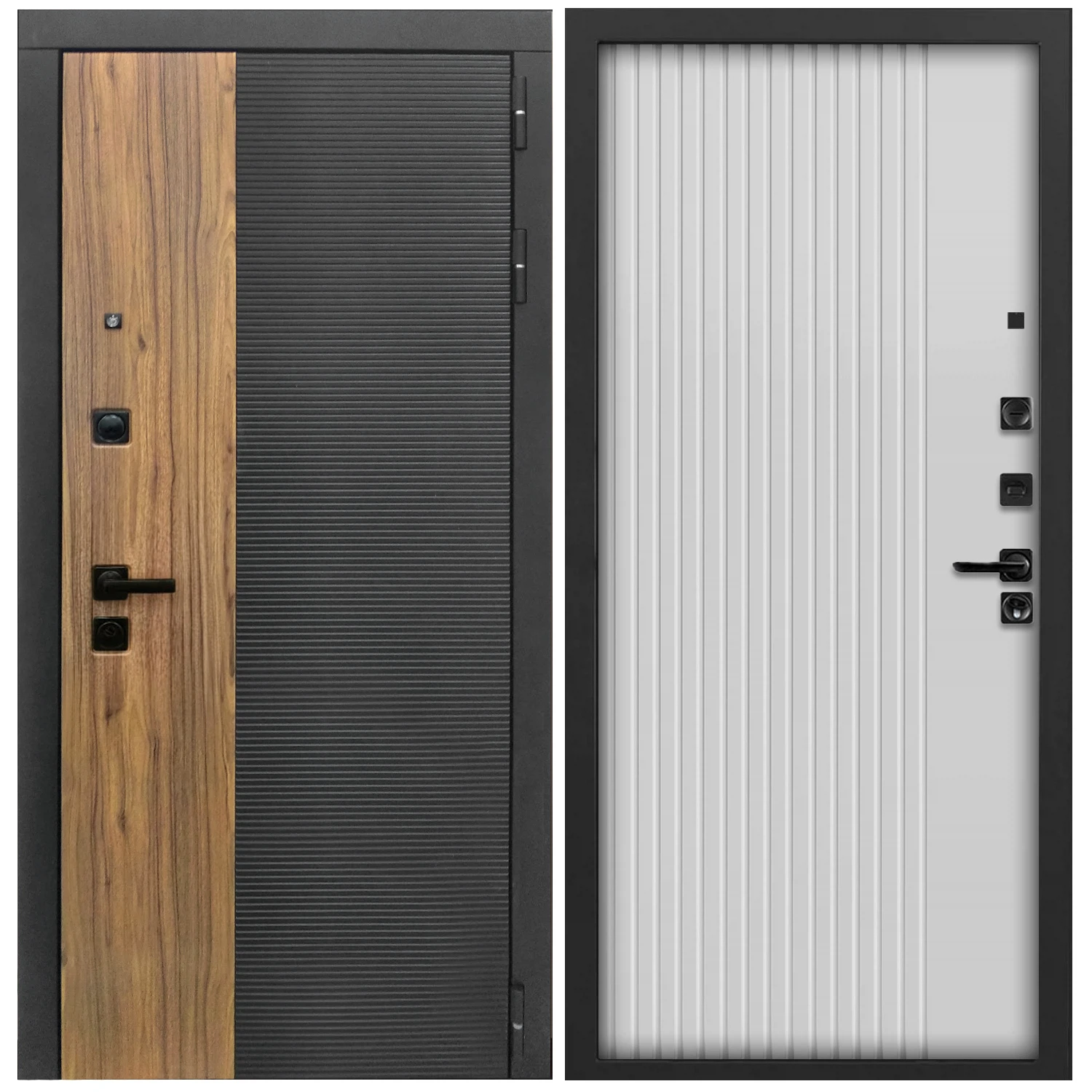 Изображение товара Дверь L-46 860*2050 черн.кварц+орех конъяк ФЛП-560 правая/черный ФЛ-790 Velutto Bianco