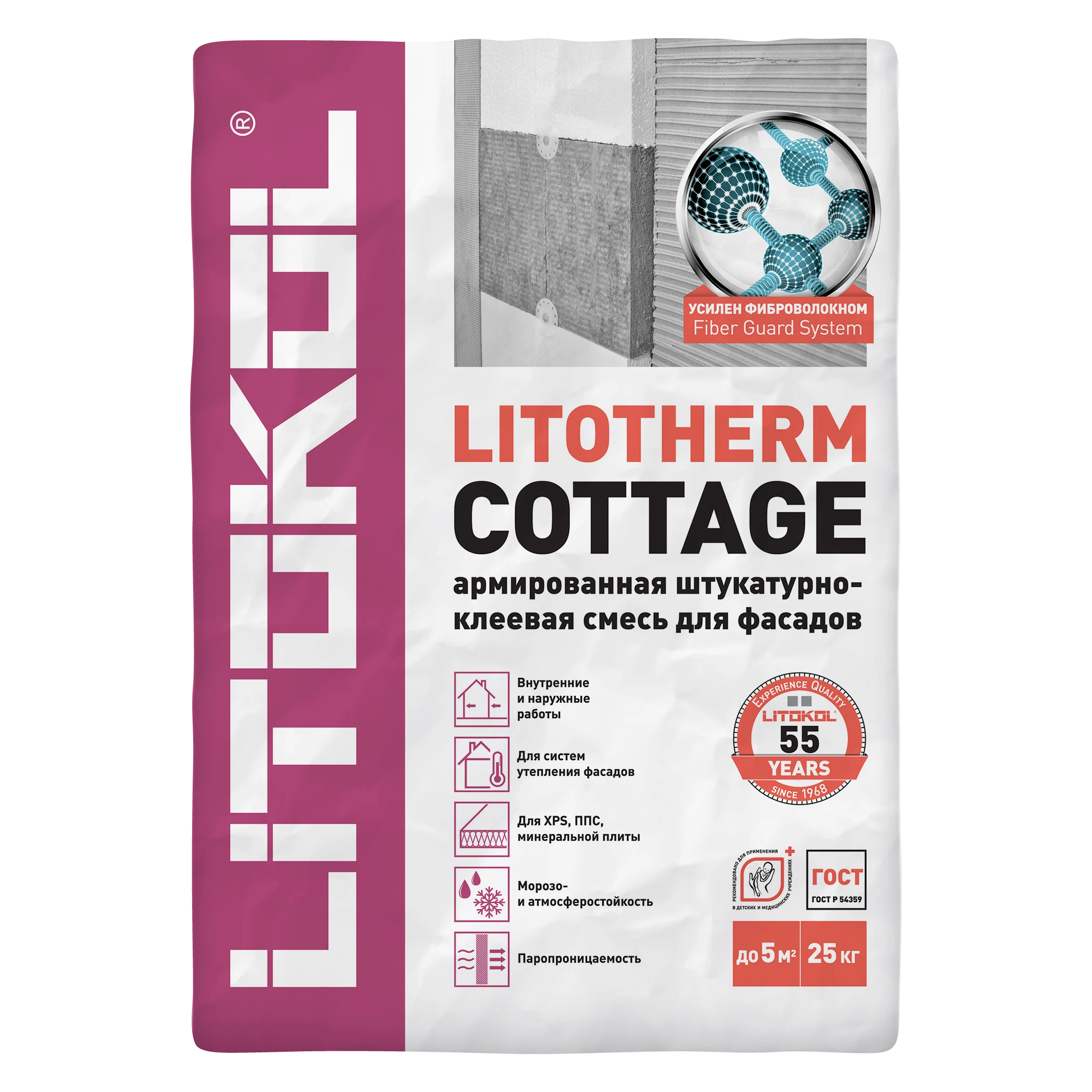 Изображение товара Смесь штукатурно-клеевая LITOTHERM Cottage, 25 кг для утепления