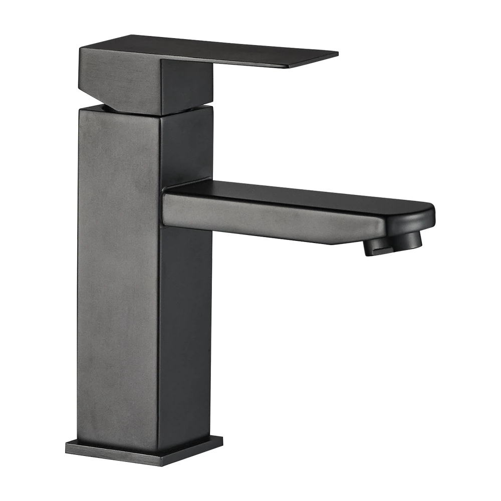 Изображение товара WesnaArt KUBUS KUB13-210Black - смеситель для умывальника, черный, 1/2", фиксированный излив