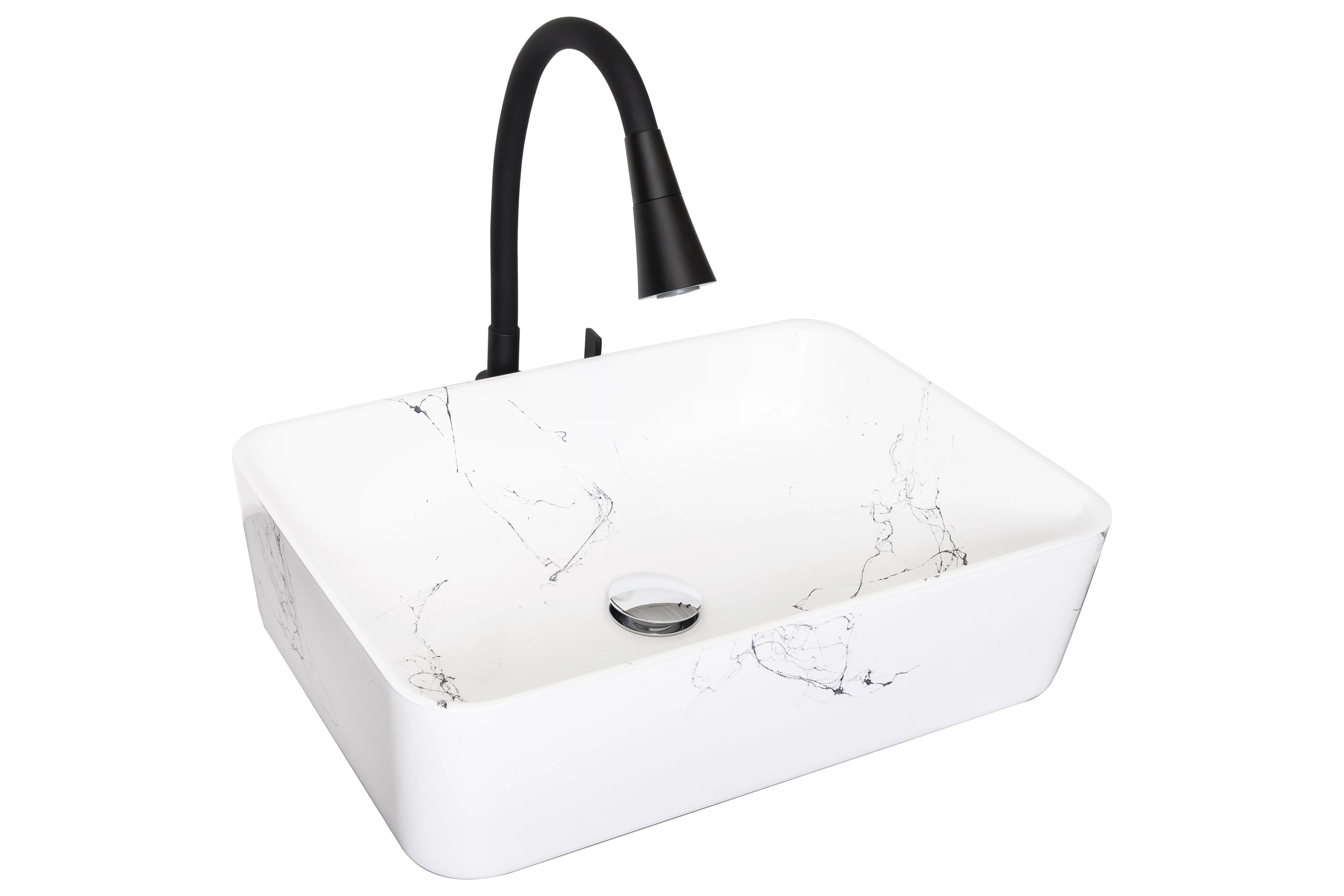 Изображение товара Раковина накладная Миранда 50, белый мрамор, Stella Polar, SP-00001676