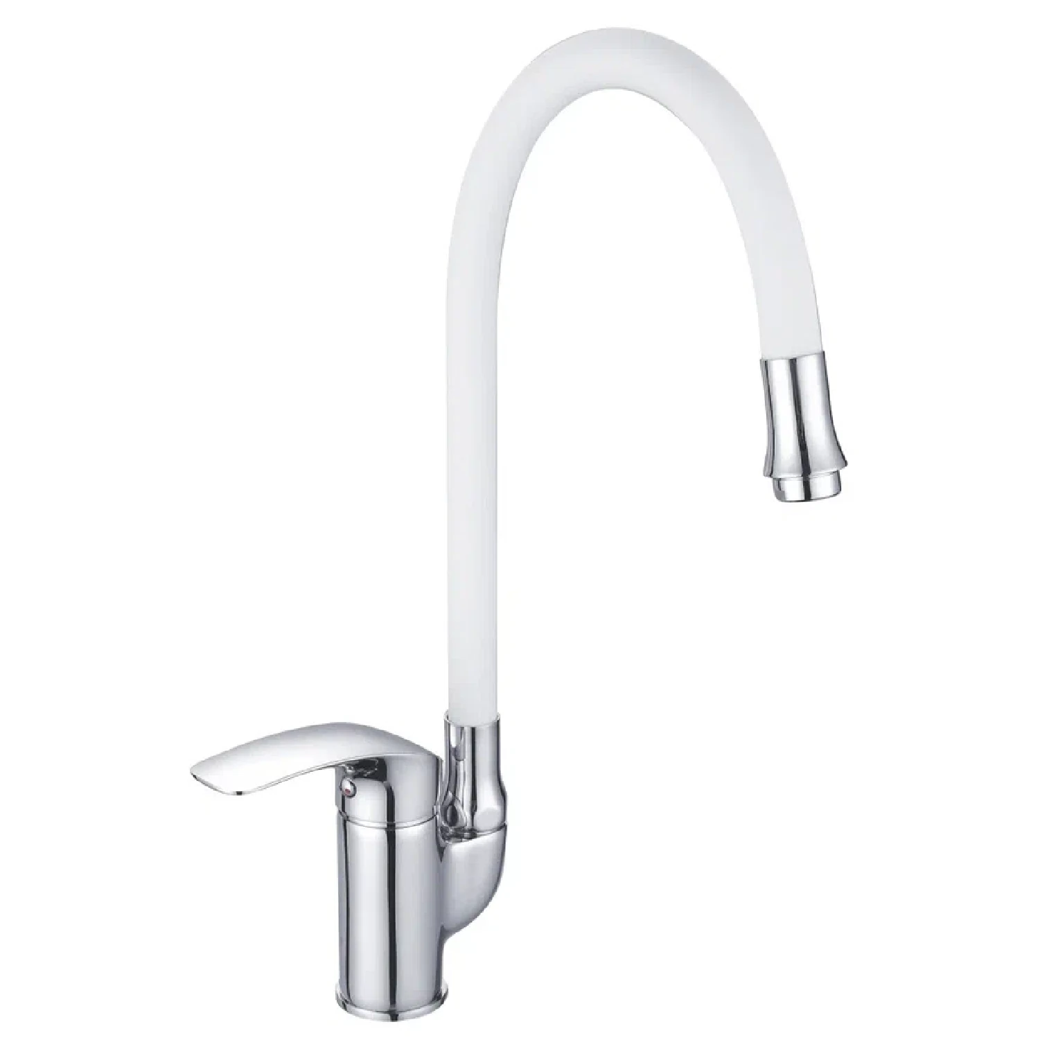 Изображение товара Смеситель для кухни с гибким изливом Shevanik S5543-1, хром/белый