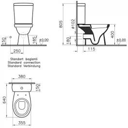 Унитаз-компакт напольный Vitra Eisberg, 9844B099-7202