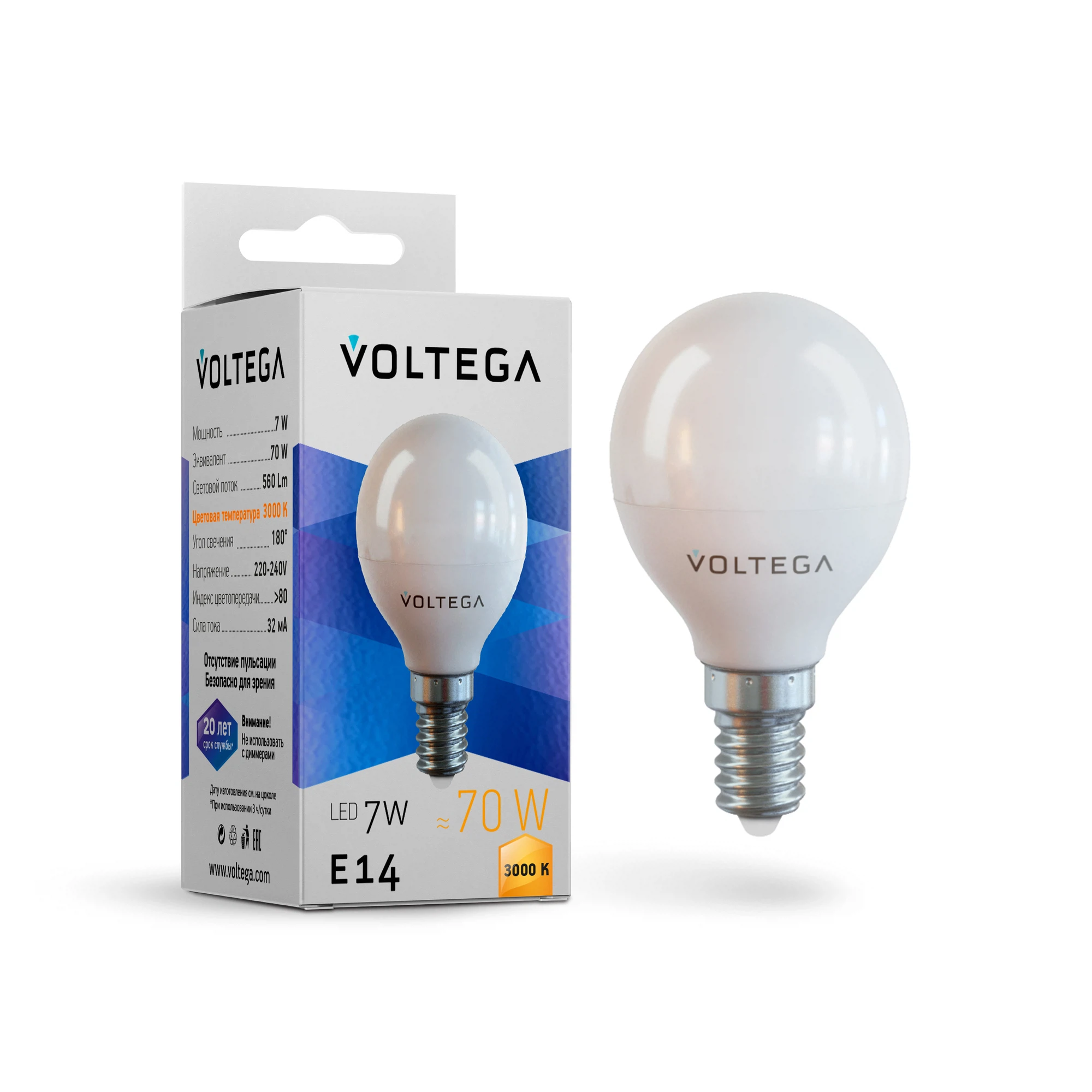 Изображение товара Светодиодная лампа Simple Globe 7W 3000K E14 от VOLTEGA для уютного освещения