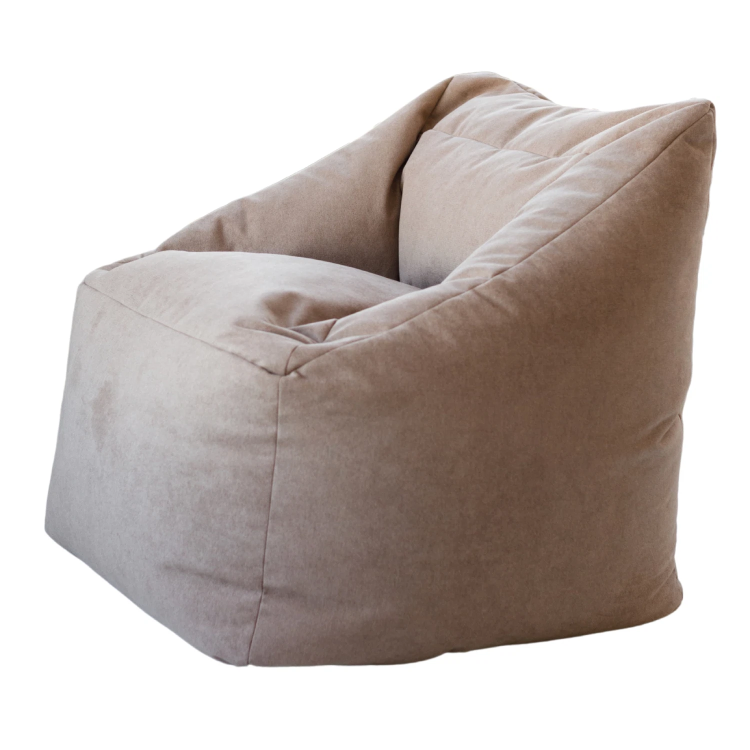 Изображение товара Кресло пуф GAP бежевое из велюра с гранулами и съемным чехлом Dreambag