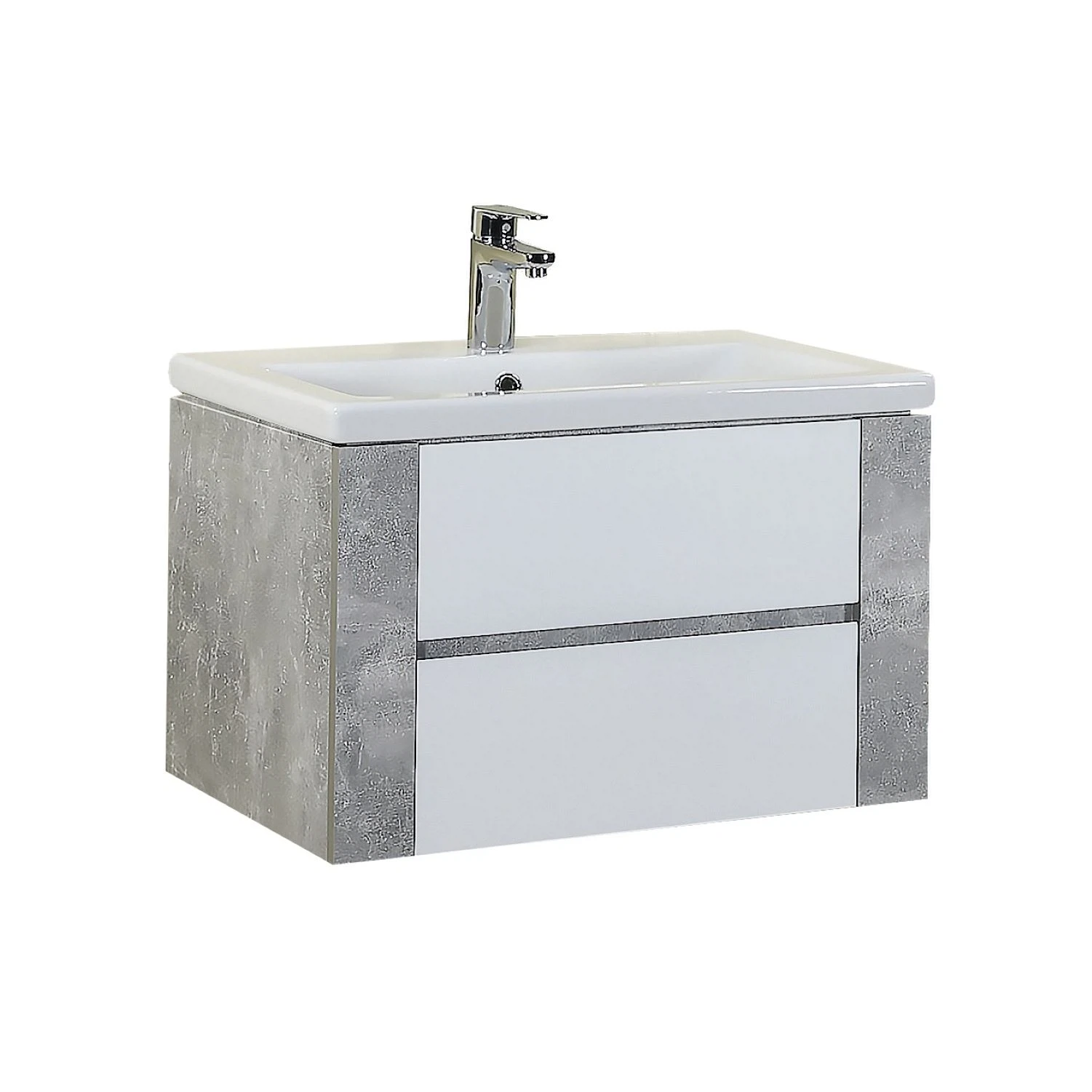 Изображение товара Тумба под раковину в ванную Onika Стоун 70 подвесная, белая/ателье светлое (ум. Фостер 70)