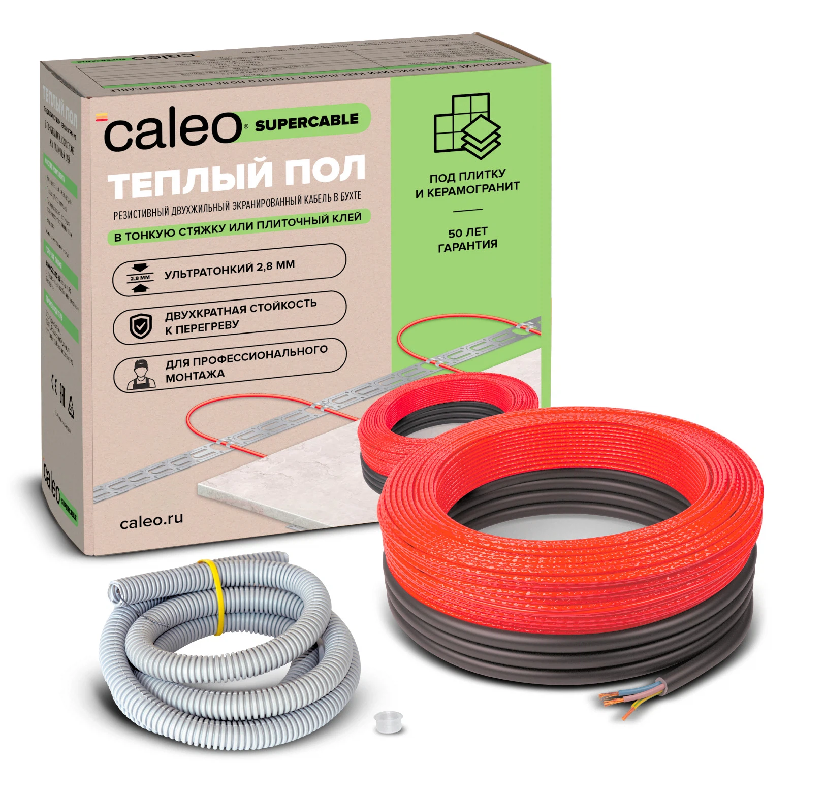 Изображение товара Теплый пол Caleo Supercable 18W-120 с нагревательным кабелем