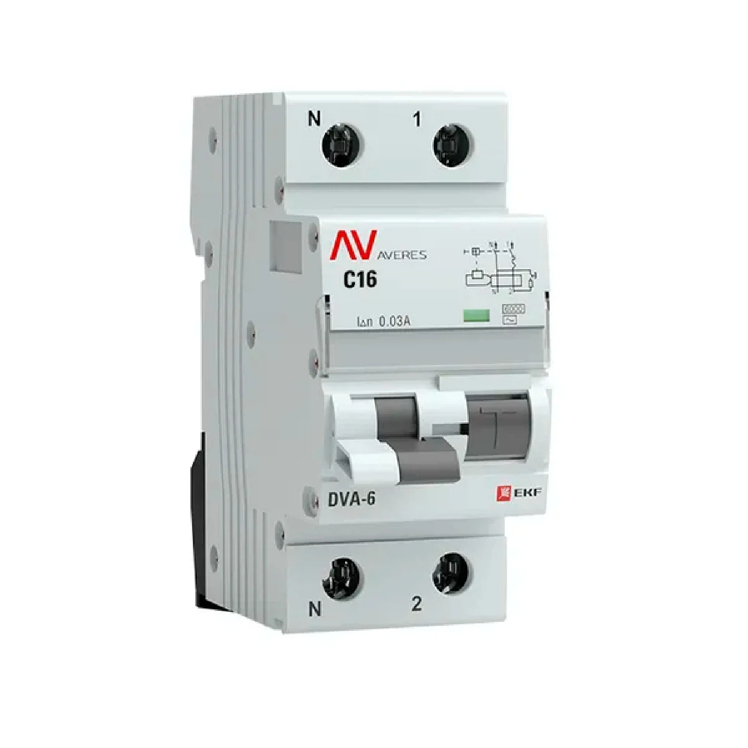 Изображение товара Автомат EKF Averes DVA-6 1P+N 16А/30мА тип АС 6кА