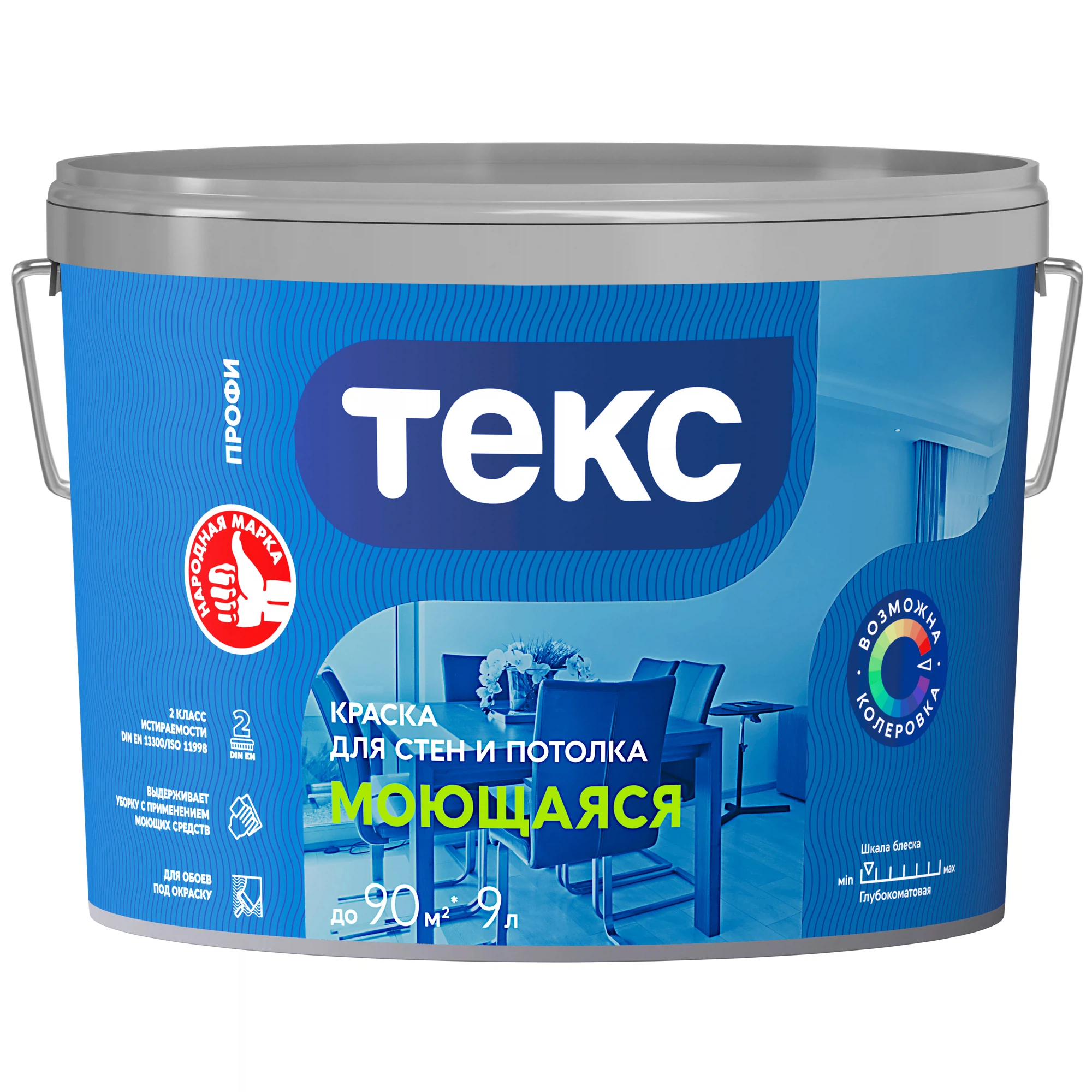 Изображение товара Краска для стен и потолков ТЕКС ПРОФИ D 9л с глубокоматовым эффектом Изображение товара Краска для стен и потолков ТЕКС ПРОФИ D 9л с глубокоматовым эффектом