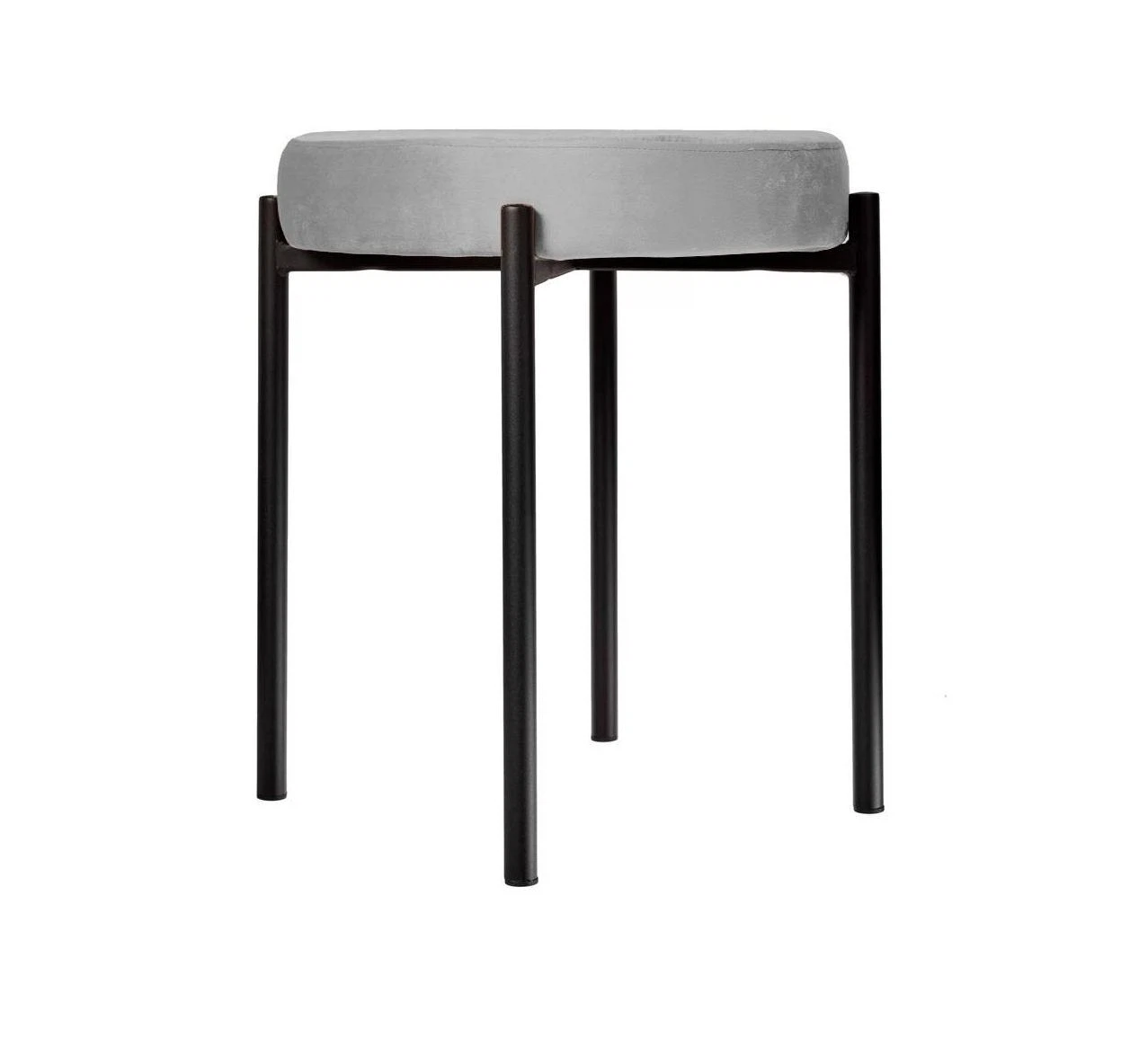 Изображение товара Стильный табурет M DikLine B22 GREY из микровелюра с металлическими ножками