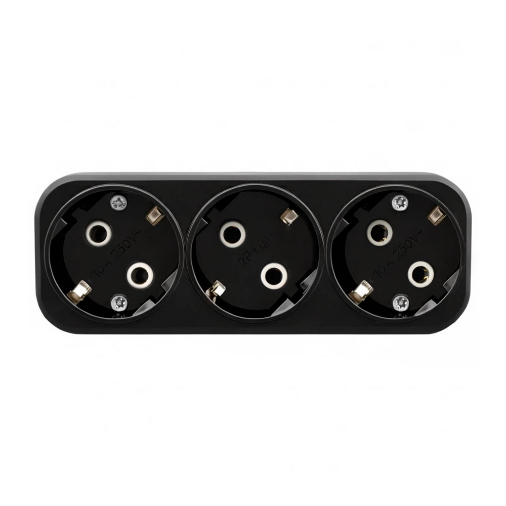 Изображение товара Разветвитель сетевой 3-местный с/з STEKKER ADP16-23-20, 250V, 16A, ABS пластик, черный