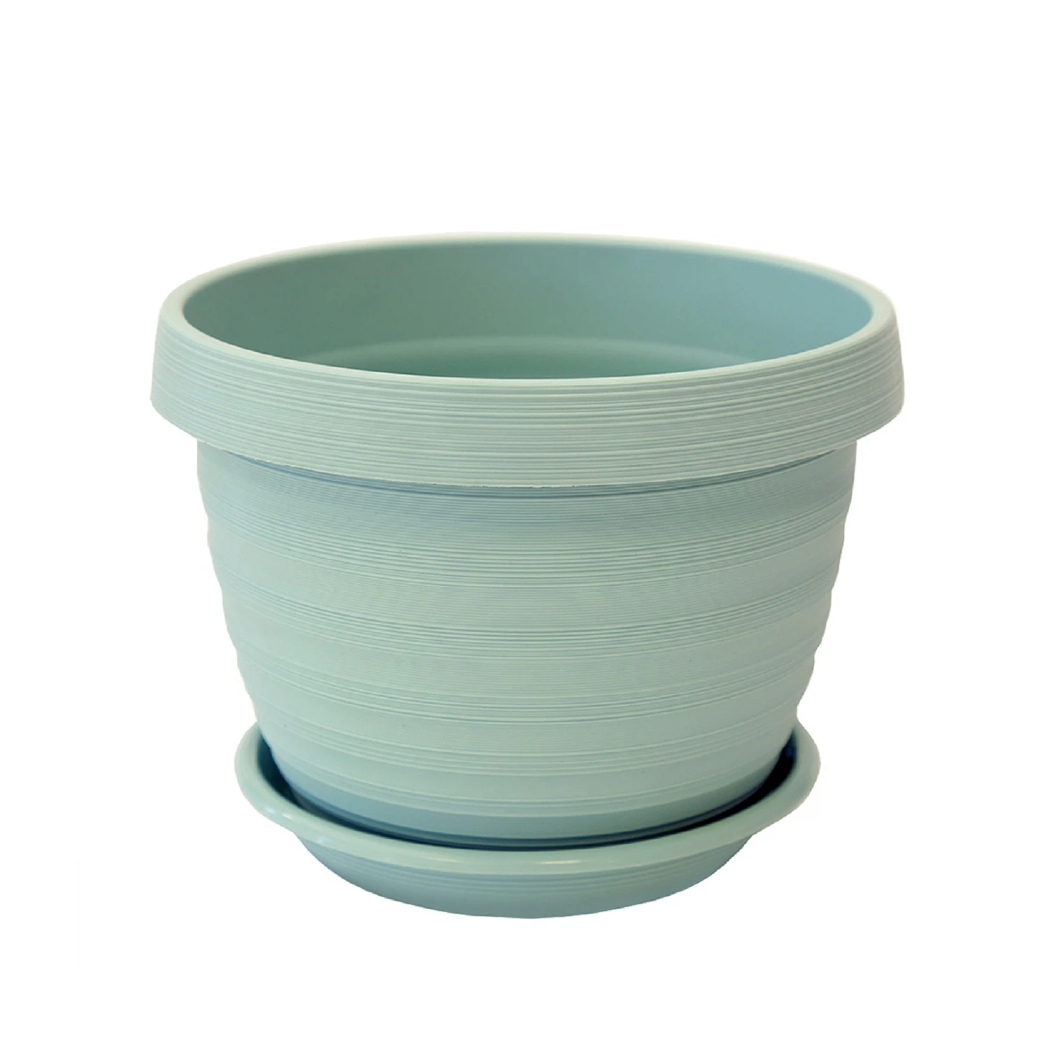 Изображение товара Пластиковый горшок Толедо 17 см мятный с поддоном для растений