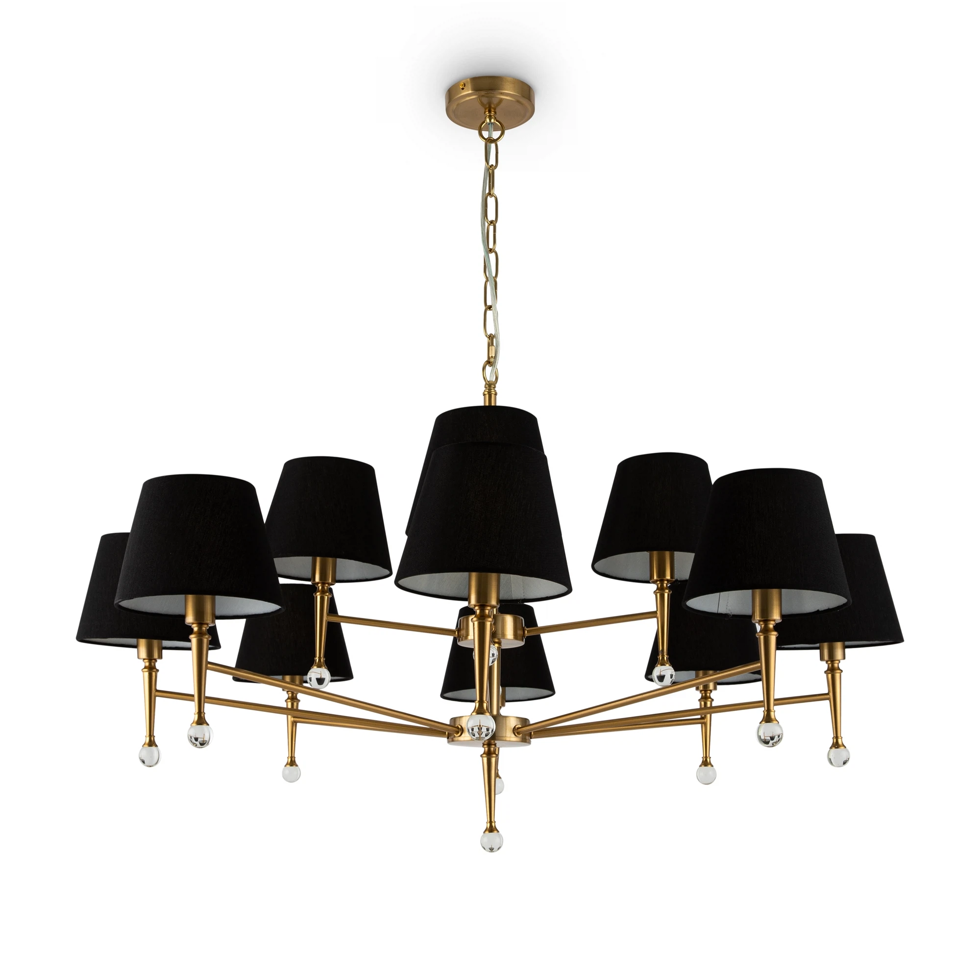 Изображение товара Люстра Freya Rosemary FR5190PL-12BS с тканевыми абажурами и хрусталём