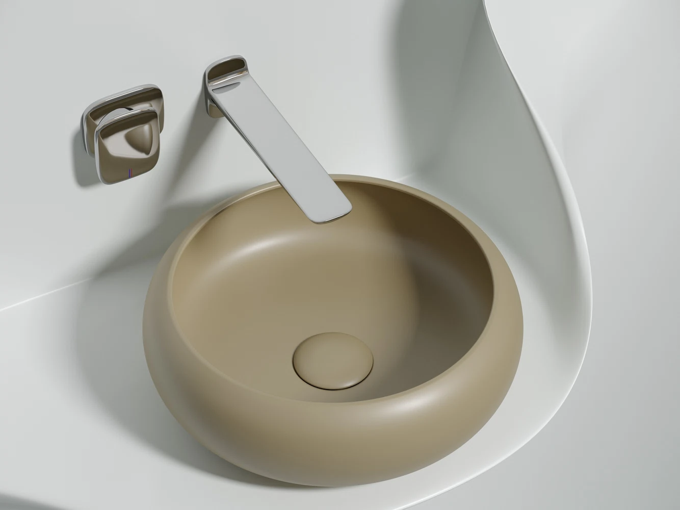 Изображение товара Умывальник круглая накладная раковина Ceramica Nova 360x360 мм капучино матовый