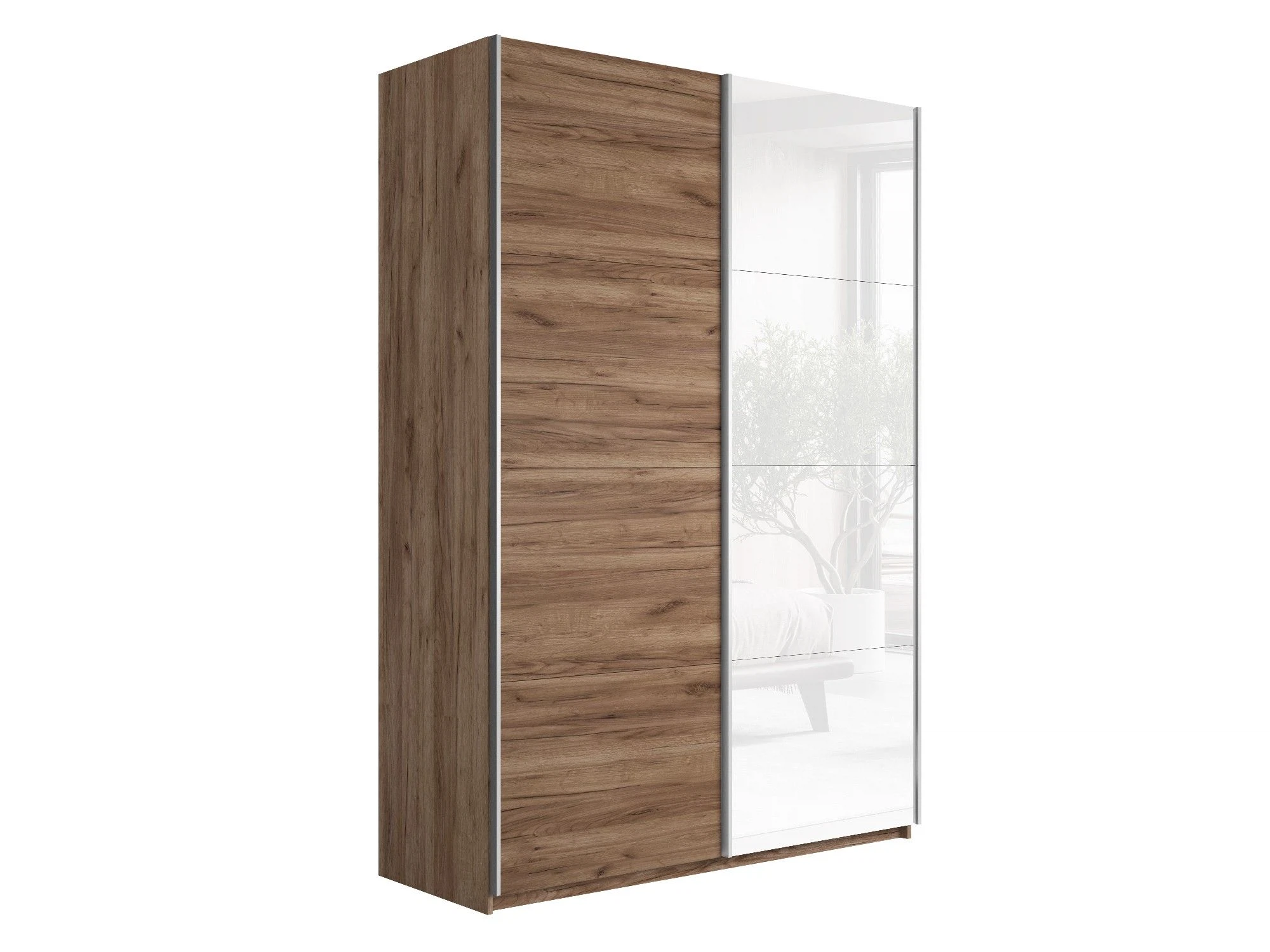 Изображение товара Шкаф-купе Прайм 2-х дверный ДСП/Стекло белое 140х57х230 Крафт табачный(арт.: 1PDS_140_KT)