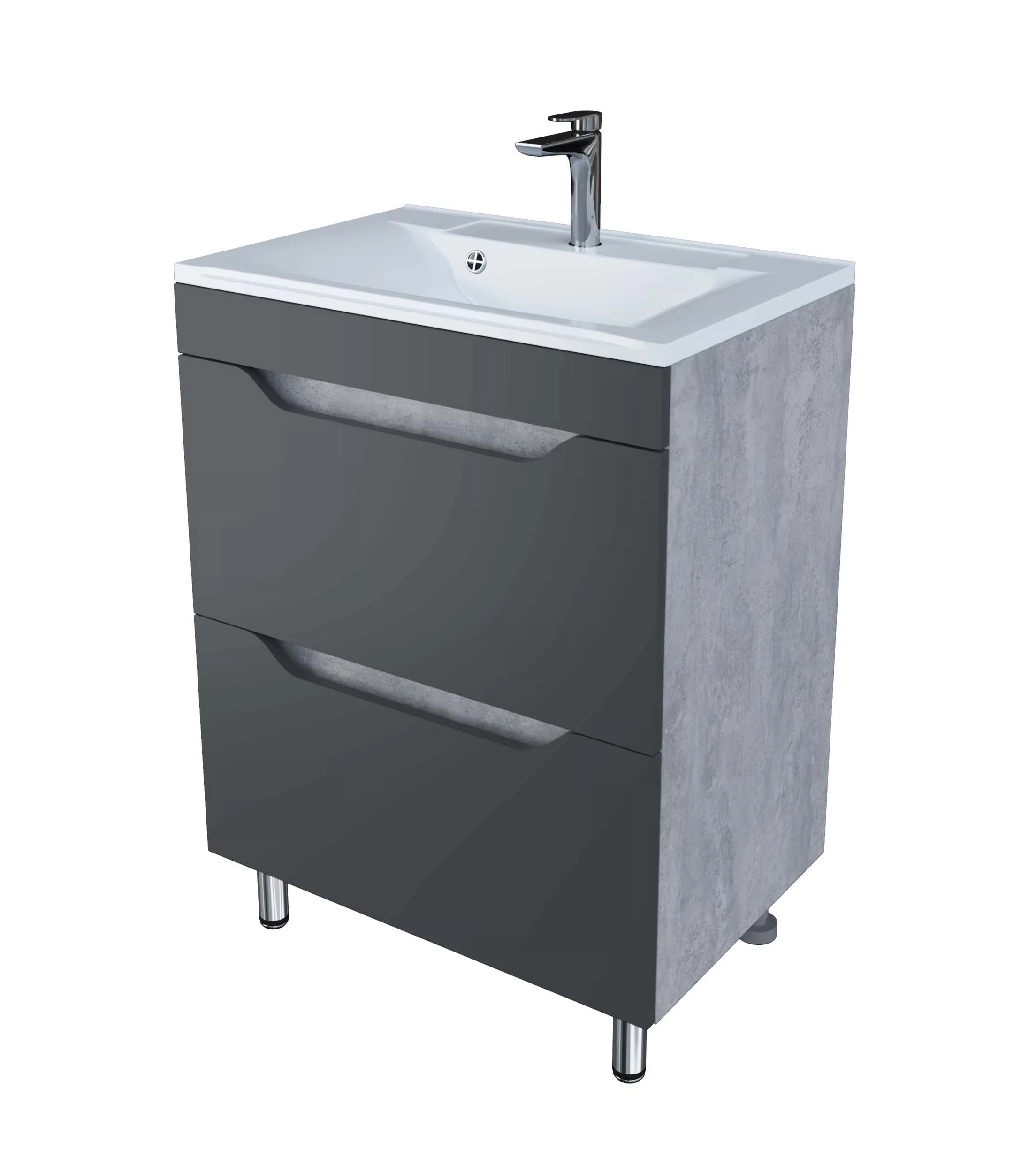 Изображение товара Тумба "Абигель 65", 2 ящика, серый / цемент, Milen 65, Stella Polar, SP-00001131