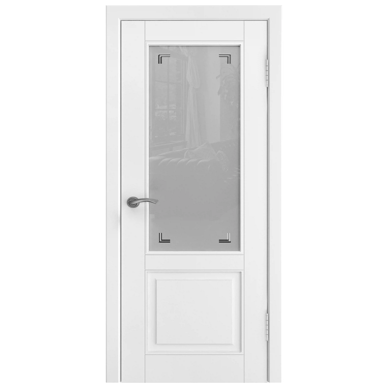 Изображение товара Дверь межкомнатная L-5 белая эмаль со стеклом 600x2000 мм