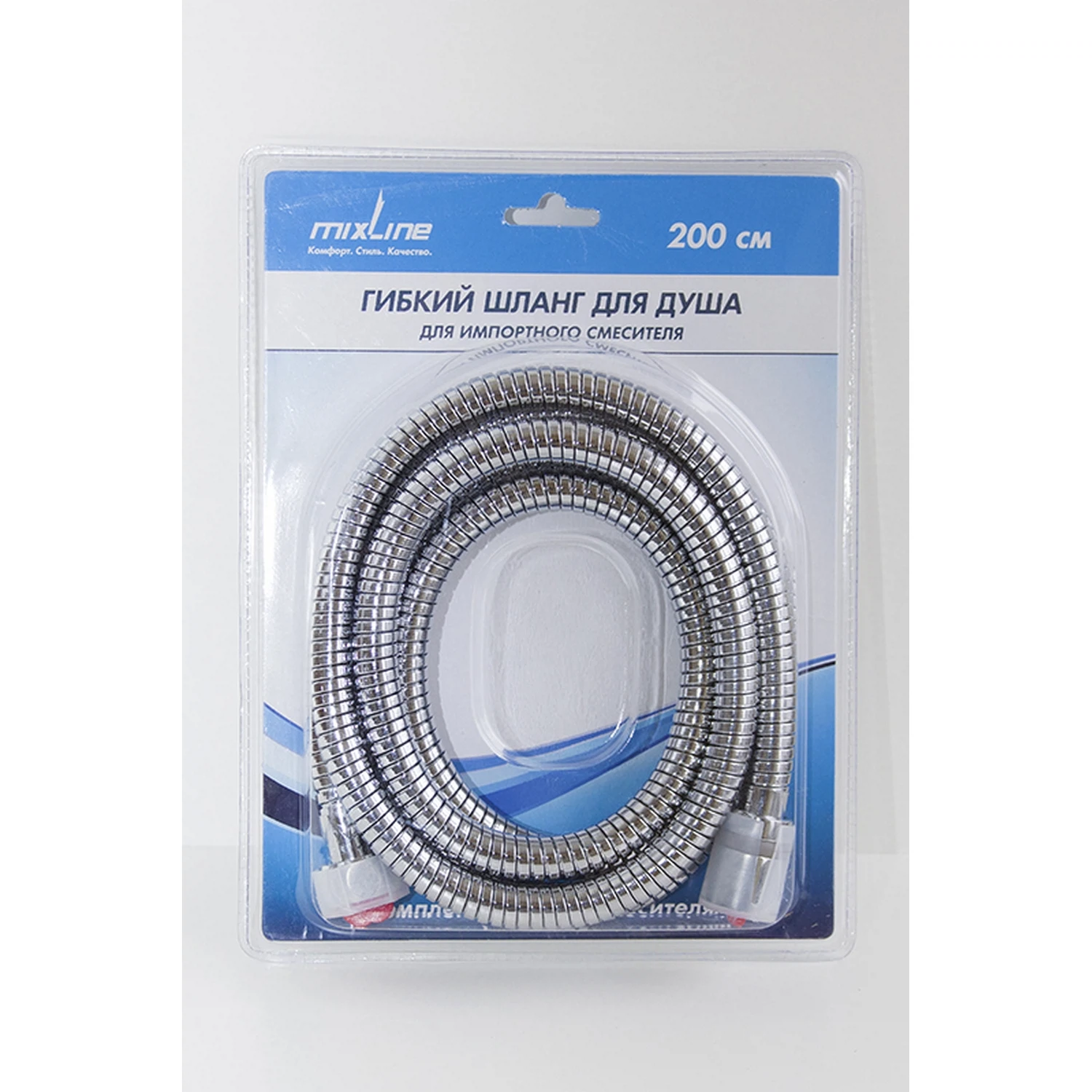 Изображение товара Шланг душевой 200 см MIXLINE ЛЮКС нержавеющая сталь хром импульсное соединение