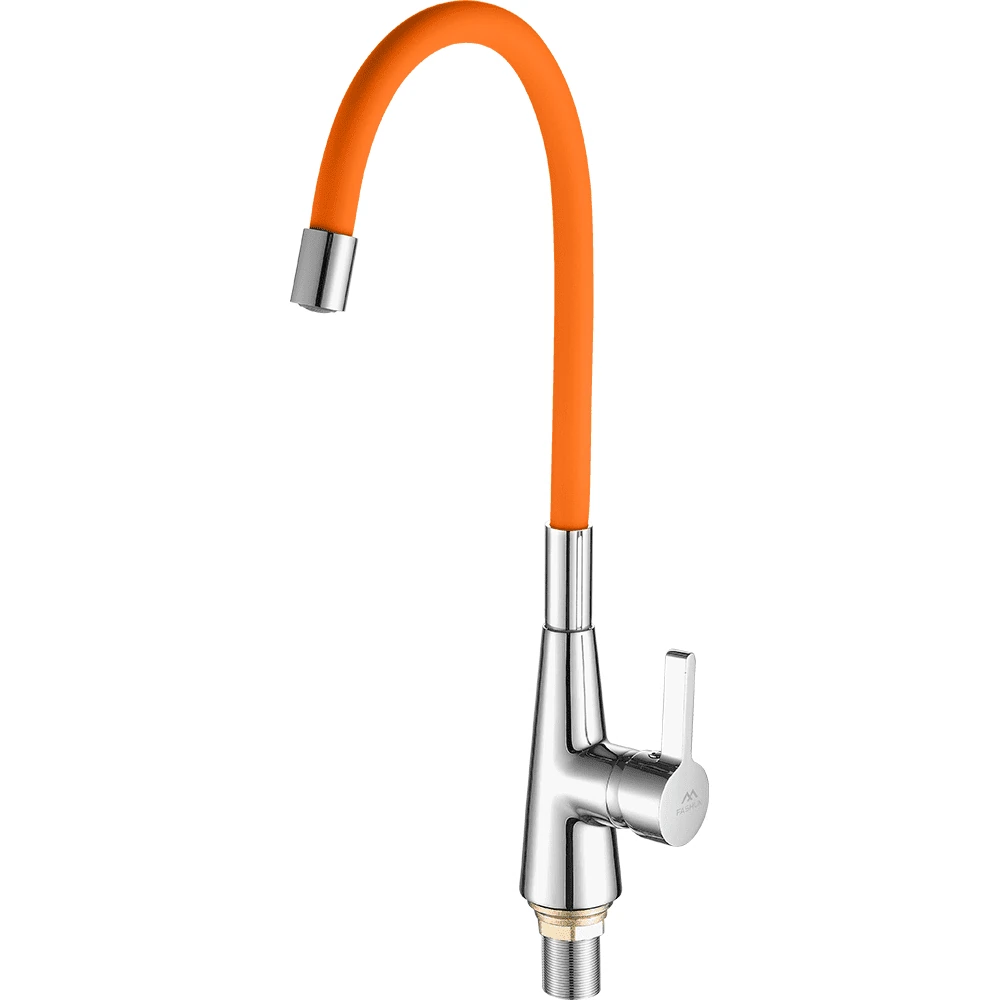 Изображение товара FASHUN A4153+B02 смеситель для кухни, гибкий излив, хром/оранжевый