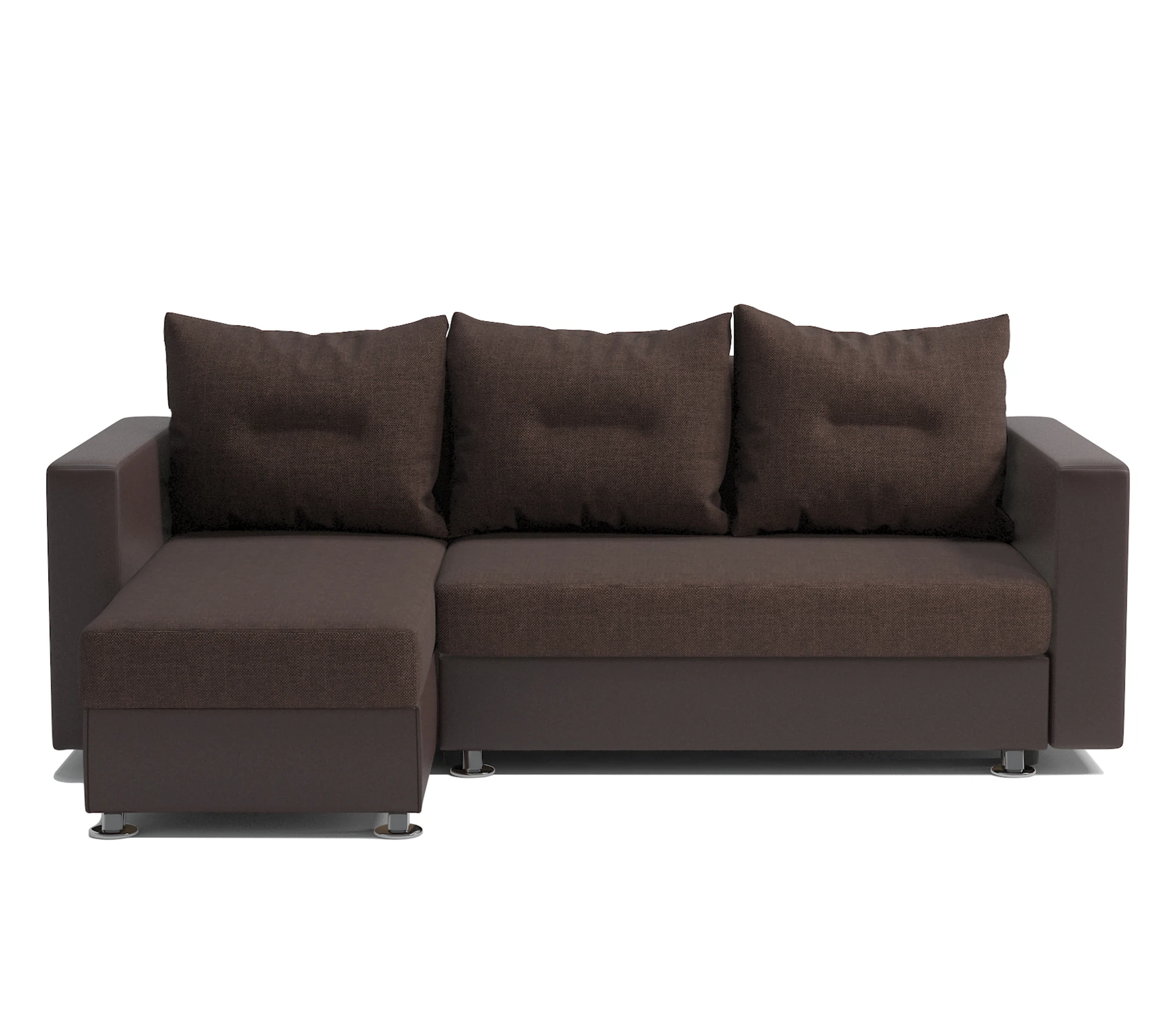 Изображение товара Угловой диван Ария левый рогожка и экокожа шоколад