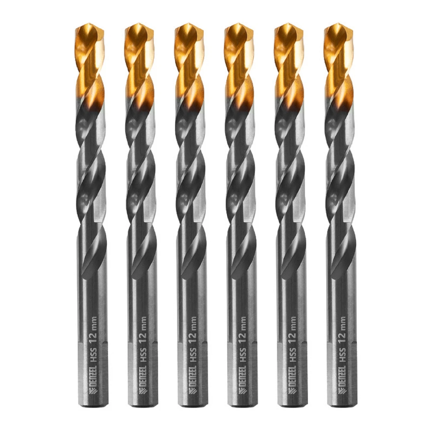 Изображение товара Сверло по металлу Denzel Golden Tip 12 мм 6 шт HSS-Tin высокоточная