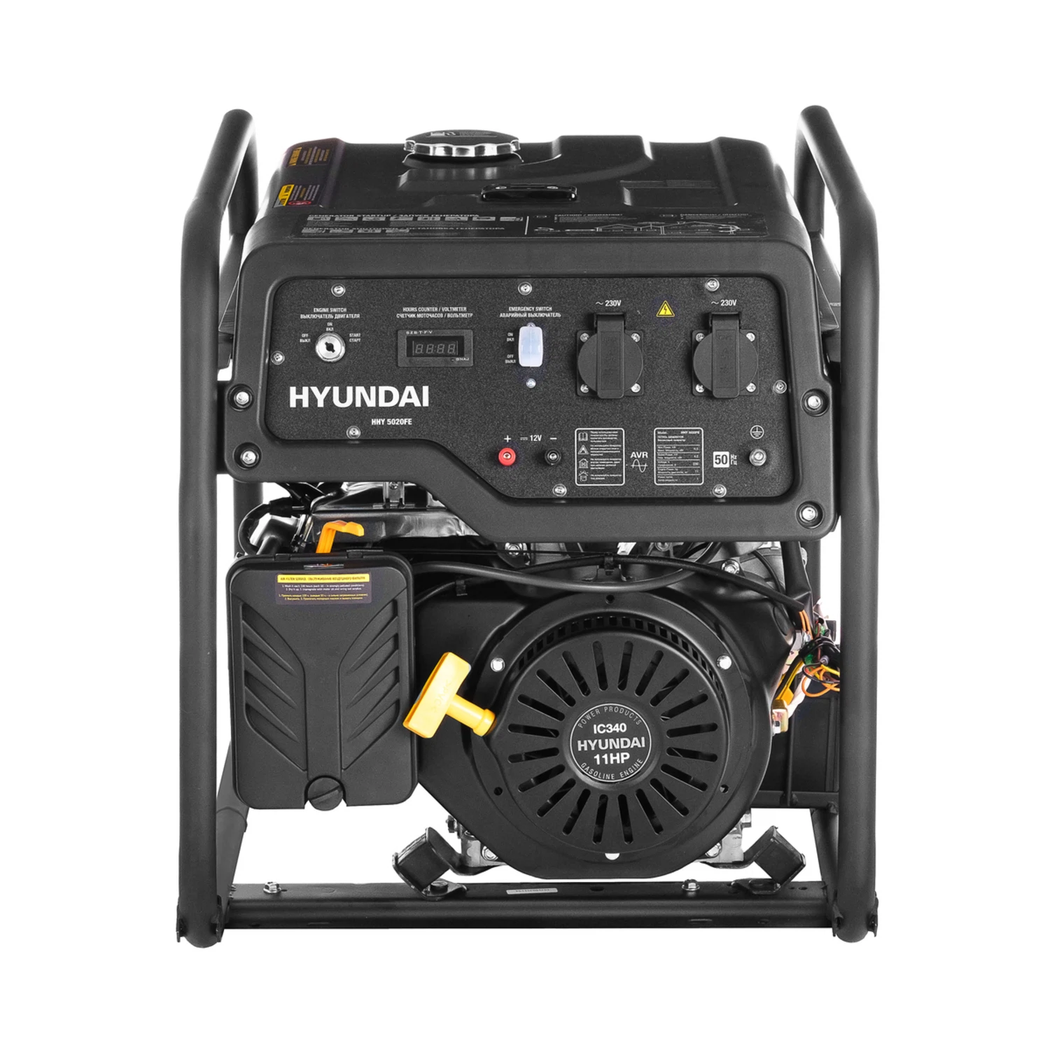 Изображение товара Генератор бензиновый Hyundai HHY 5020FE 4500 Вт электростартор колеса