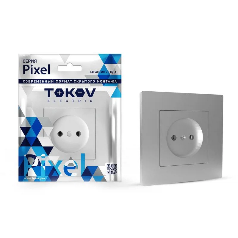 Изображение товара Розетка 1-м СП Pixel 16А IP20 без заземл. в сборе ал.