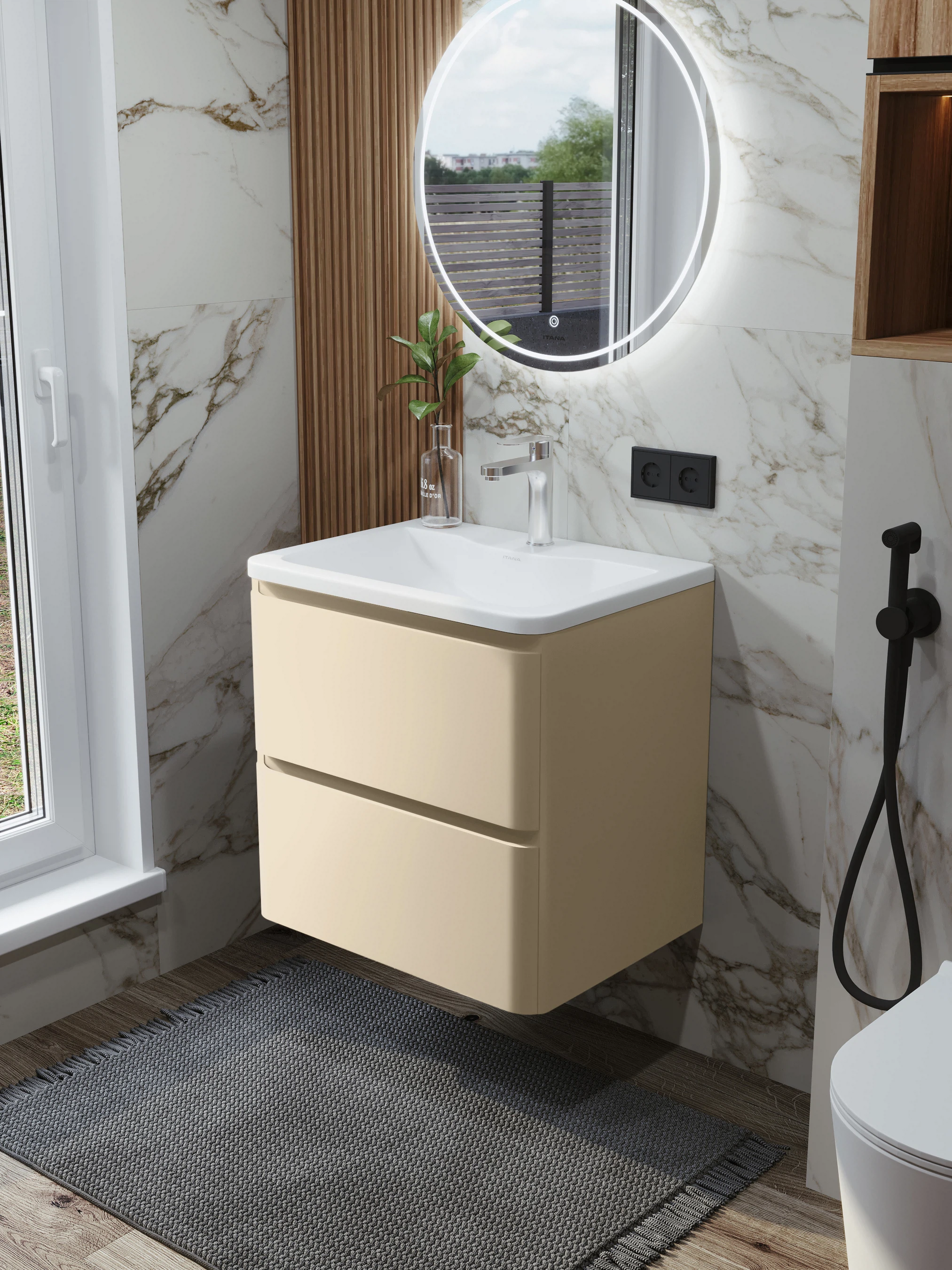 Изображение товара Тумба с раковиной подвесная Итана Roberto 60 RAL 1015