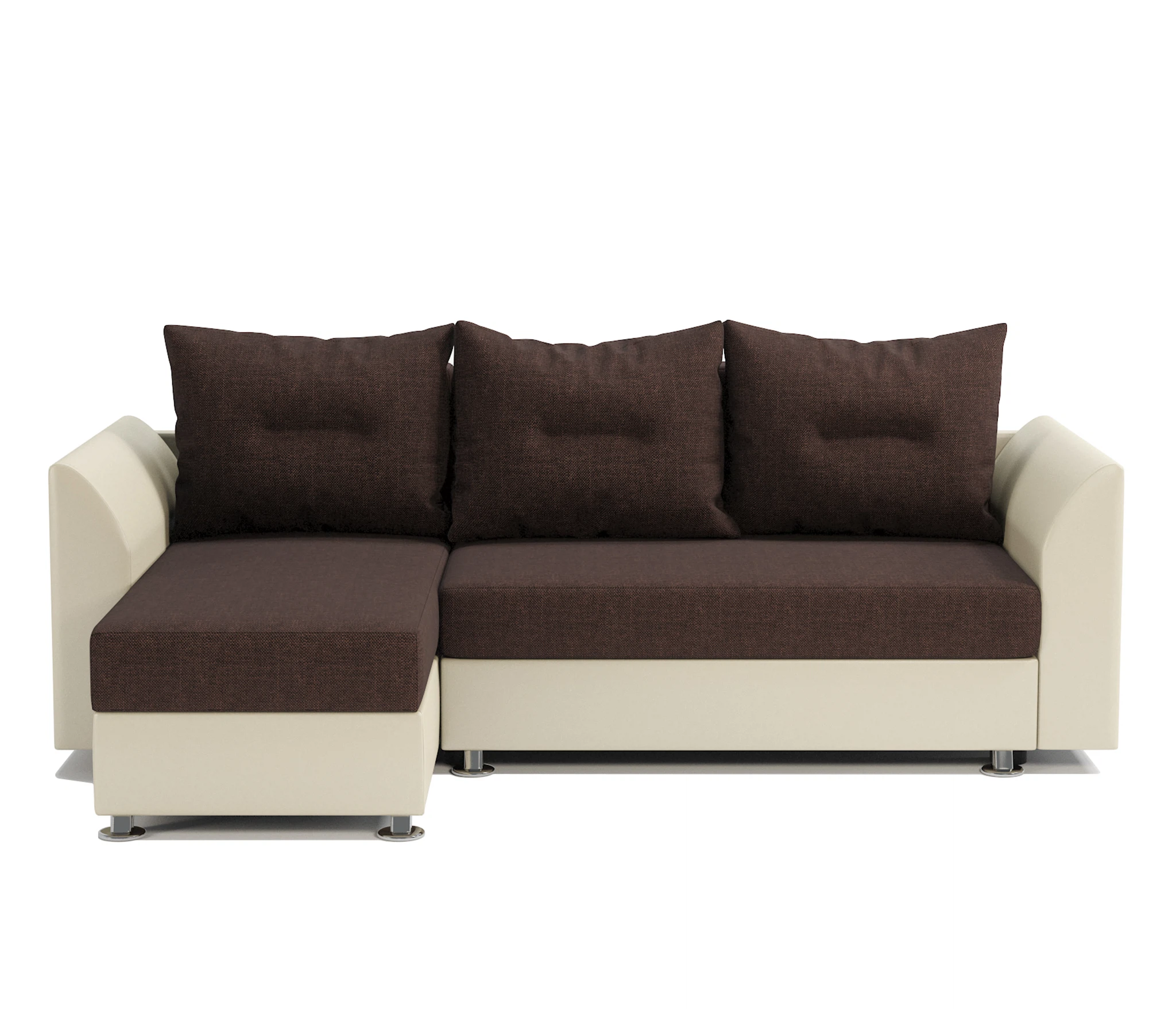 Изображение товара Угловой диван Ария Скала рогожка шоколад и экокожа беж