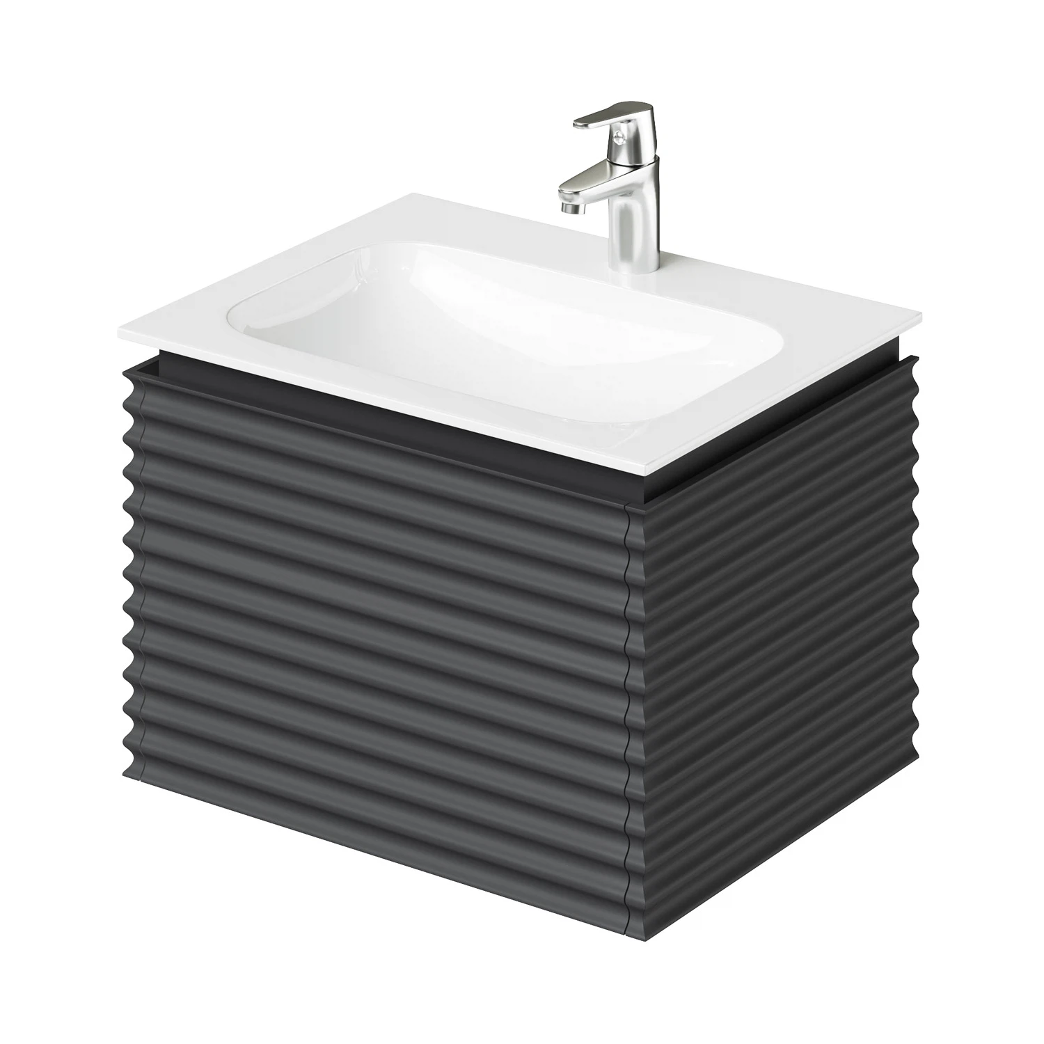 Изображение товара Тумба с раковиной подвесная Итана Eva 60 606х477х331 Эмаль Графит