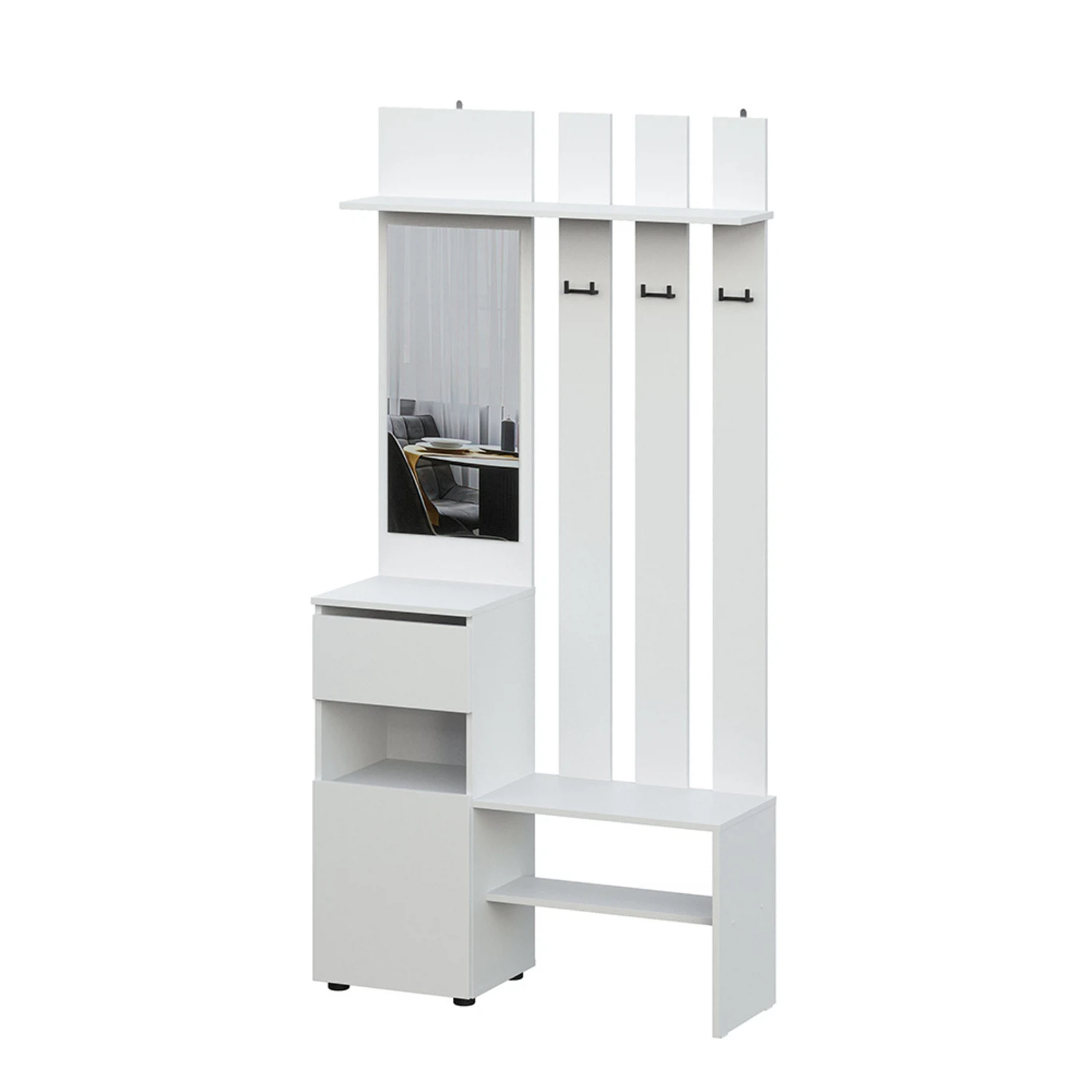 Изображение товара Вешалка с зеркалом Денвер Арника Мебель белая современное решение для гардероба