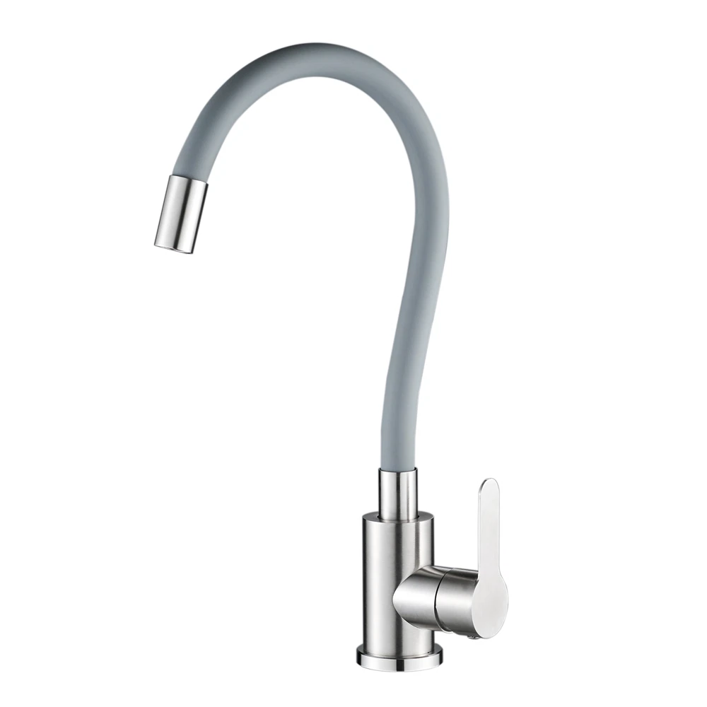 Изображение товара Смеситель для кухни с гибким изливом WesnaArt EKO EKO05-141, сатин/серый