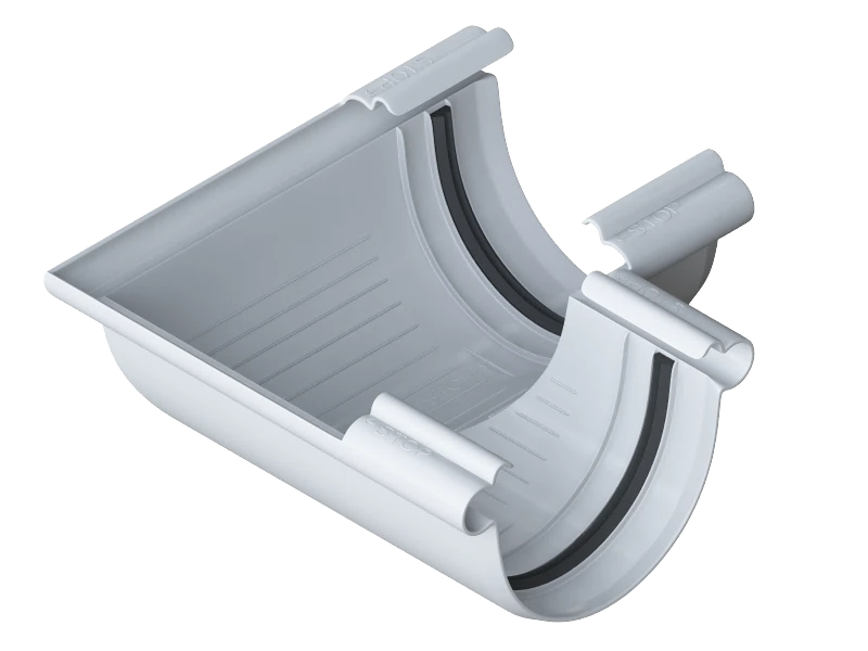 Изображение товара Угол желоба 90 ПВХ белый Альта-Профиль 0 61 м 125 мм 1 5 мм 8 шт