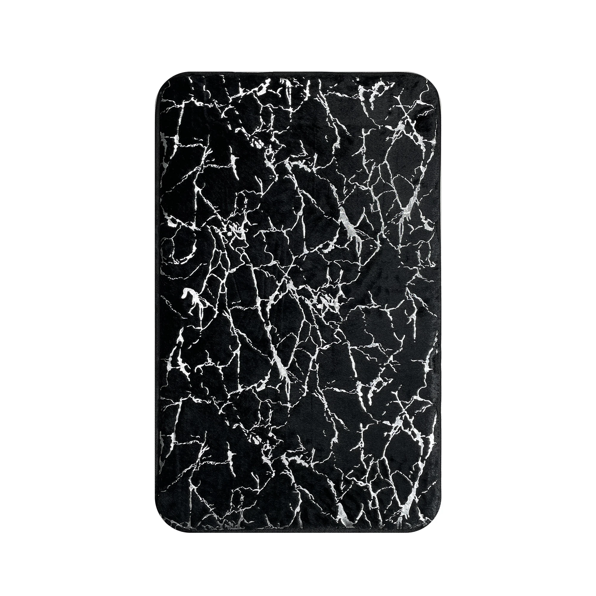 Изображение товара Коврик для ванной MARBLE 50x80 см черный с серебром микрофибра стильный дизайн