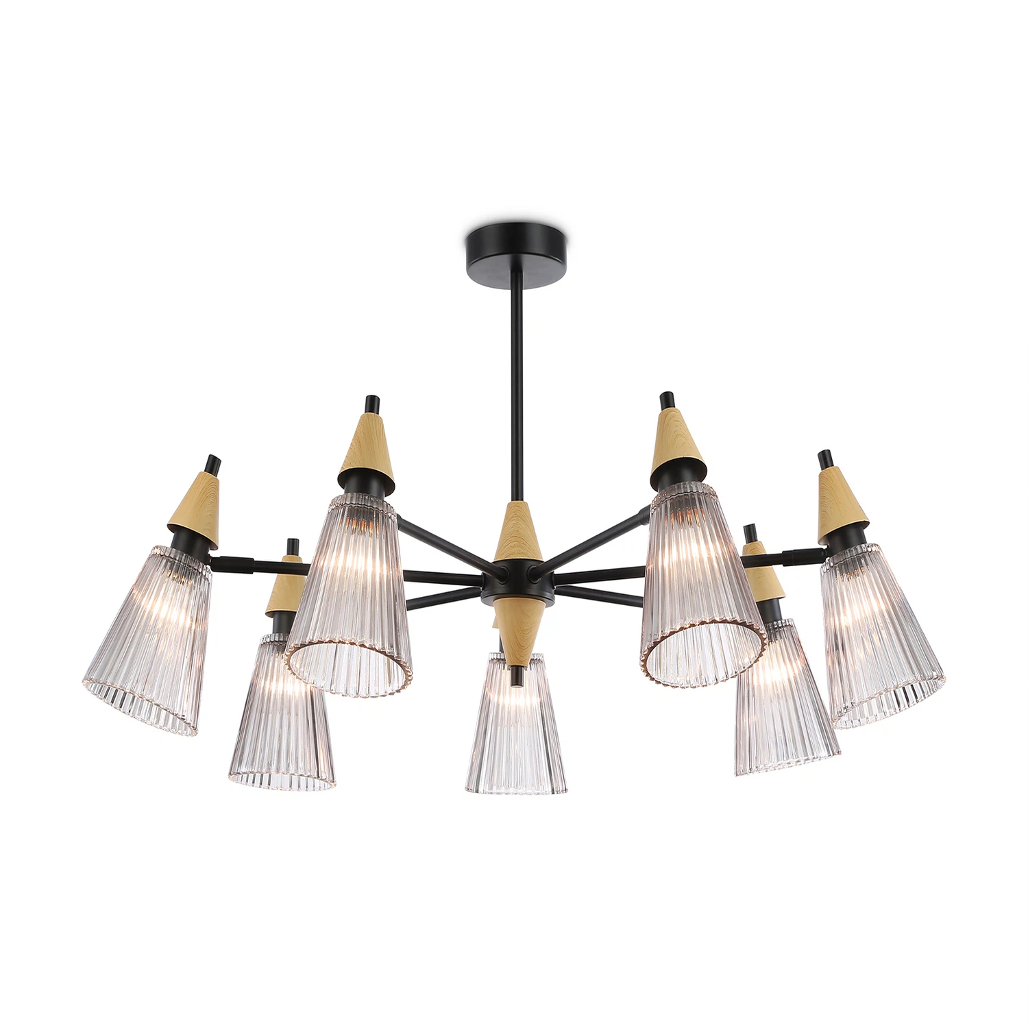 Изображение товара Люстра на штанге LH58116 Ambrella light стиль модерн 7 ламп Е14 черная дымчатое стекло