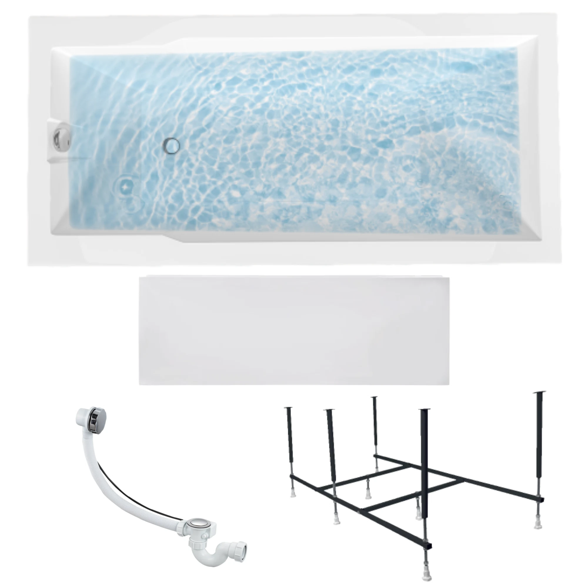 Изображение товара Ванна акриловая 1MARKA RAGUZA 190х90 в наборе 4в1: ванна, панель, рама, слив-перелив хром 01ра1990кп